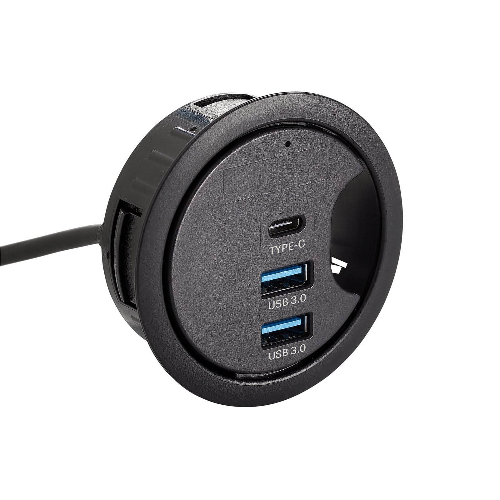 Draper 08356 3-Port In-Desk USB 3.0 Hub with 2 x USB A & 1 x USB C Ports - Compact USB Hub for Office, Gaming & Home Workspace Setup