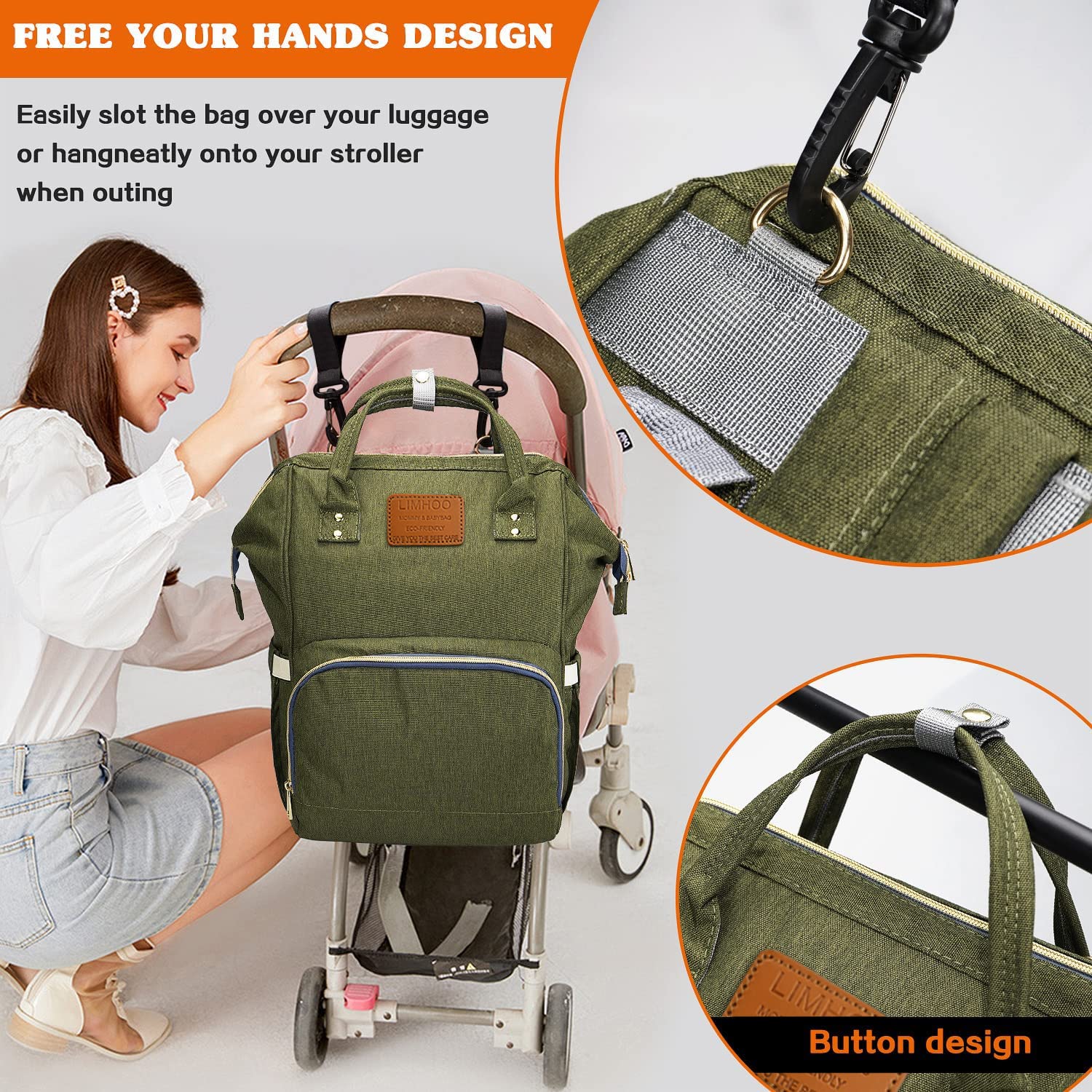 **Limhoo Waterproof Camo Diaper Backpack for Men & Dads – Large Canvas Baby Care Bag for Travel, Outings & Daily Use**