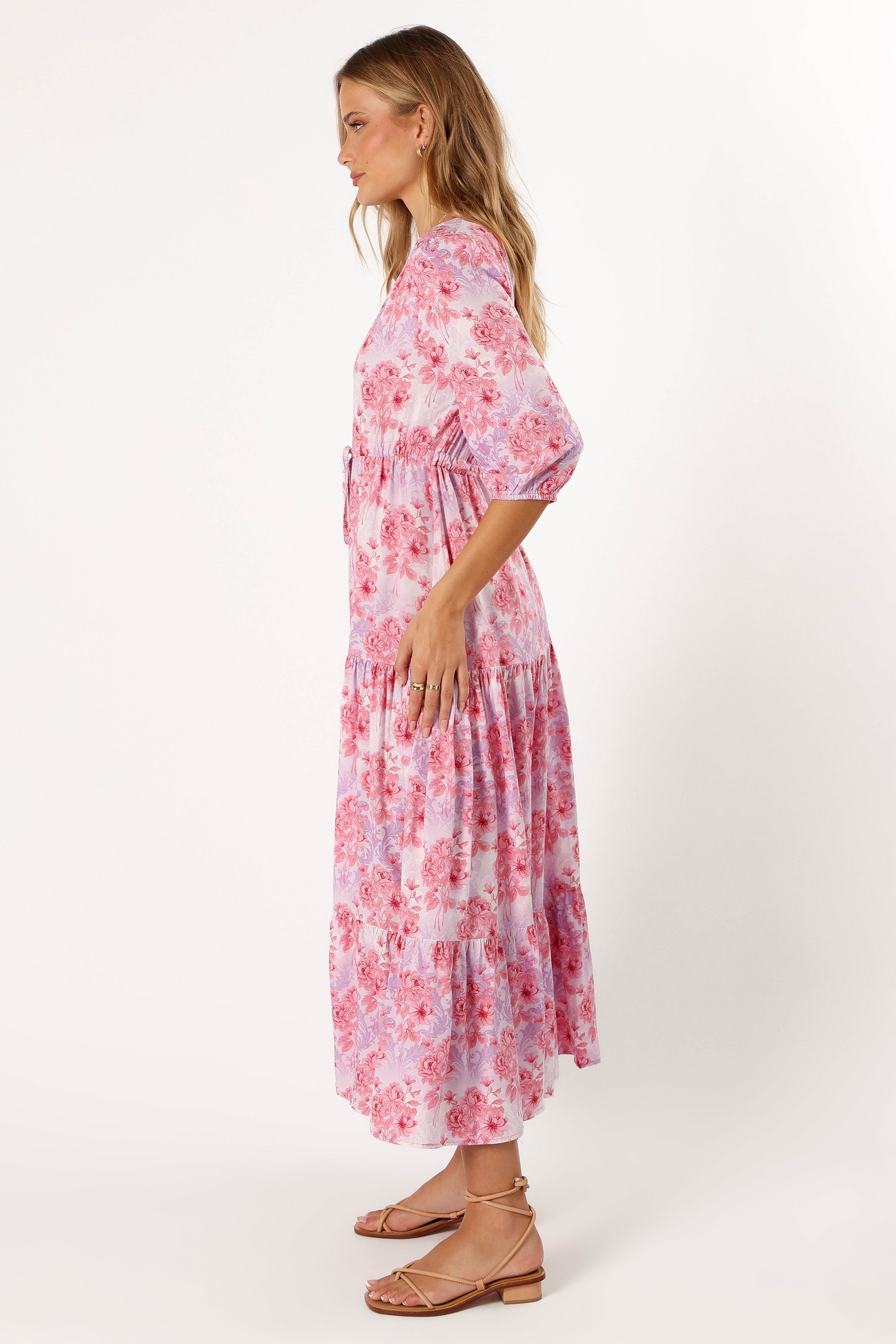 Kelda Women's Floral Dress in Pink & Purple - Perfect for Summer, Beach, and Casual Outings