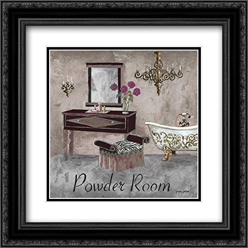 Gorham Gregory 15x15 Black Ornate Framed Double Matted Museum Art Print - Powder Room Wall Decor for Bathroom, Living Room & Office