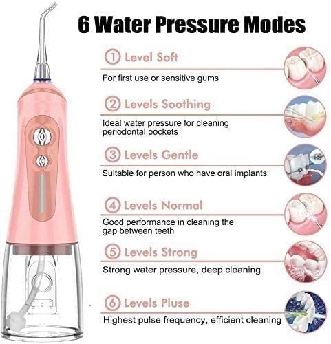 **JYYBN Cordless Water Dental Flosser – Portable Teeth Cleaner with 6 Modes, USB Charging & 360° Rotating Nozzle | Waterproof & Travel-Friendly for Home, Office & Travel Use**
