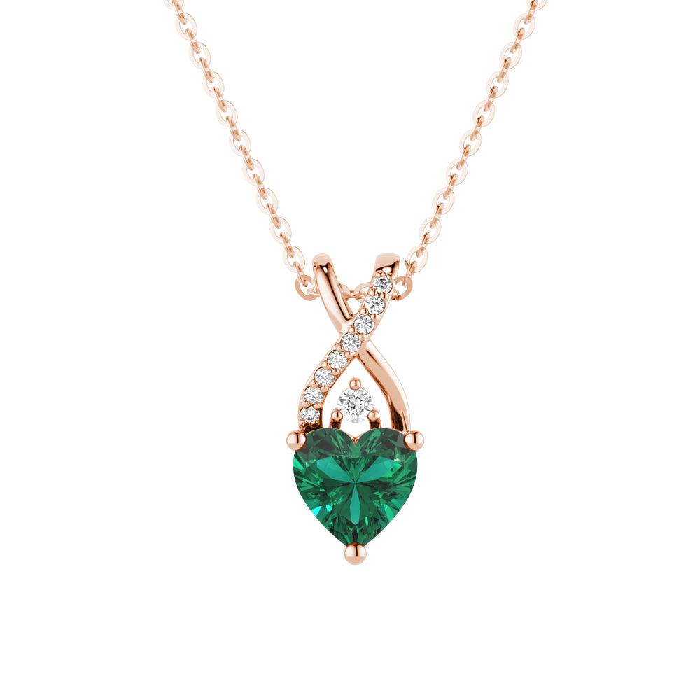 1.16 CT Solitaire Heart Emerald & White Sapphire Pendant Necklace - Elegant Jewelry Gift for Women, Valentine's Day & Anniversary