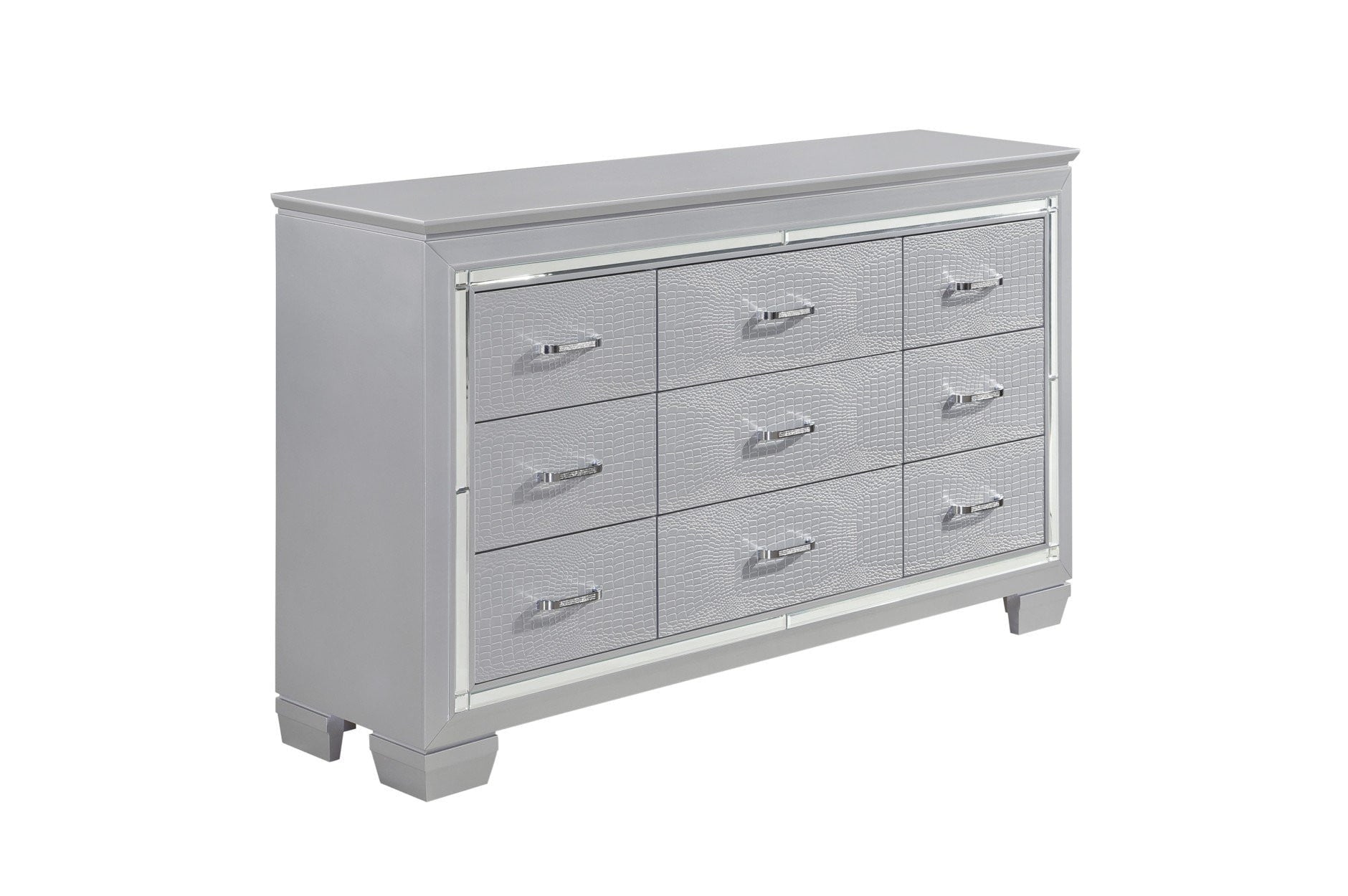 Allura Silver Bedroom Collection - Modern Luxury Bedroom Furniture Set with Dresser, Nightstand & Mirror | Perfect for Master Bedroom, Guest Room & Apartment Decor