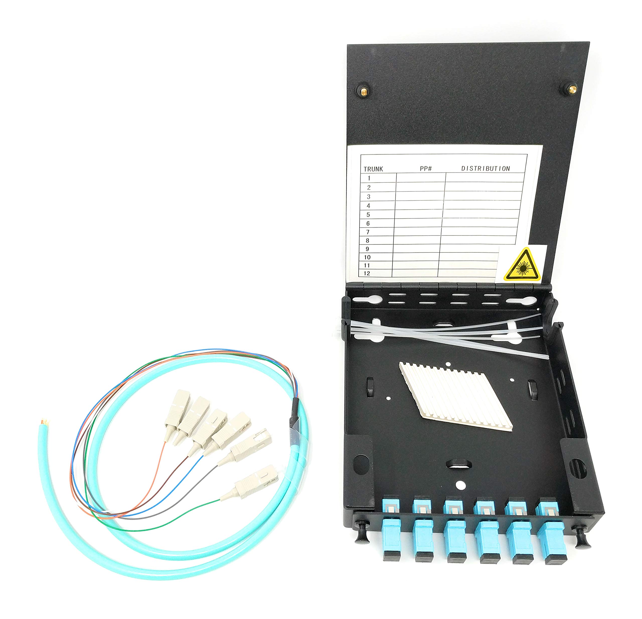 Ultra Spec Cables 6 Port Wall Mount Fiber Enclosure with Splicing Module - Multimode OM3 Simplex SC-UPC Kit (Includes 1M 6-Strand SC-UPC OM3 Pigtail & 6 Port SC-UPC Simplex LGX Panel) - Perfect for Data Centers, Server Rooms & Network Installations