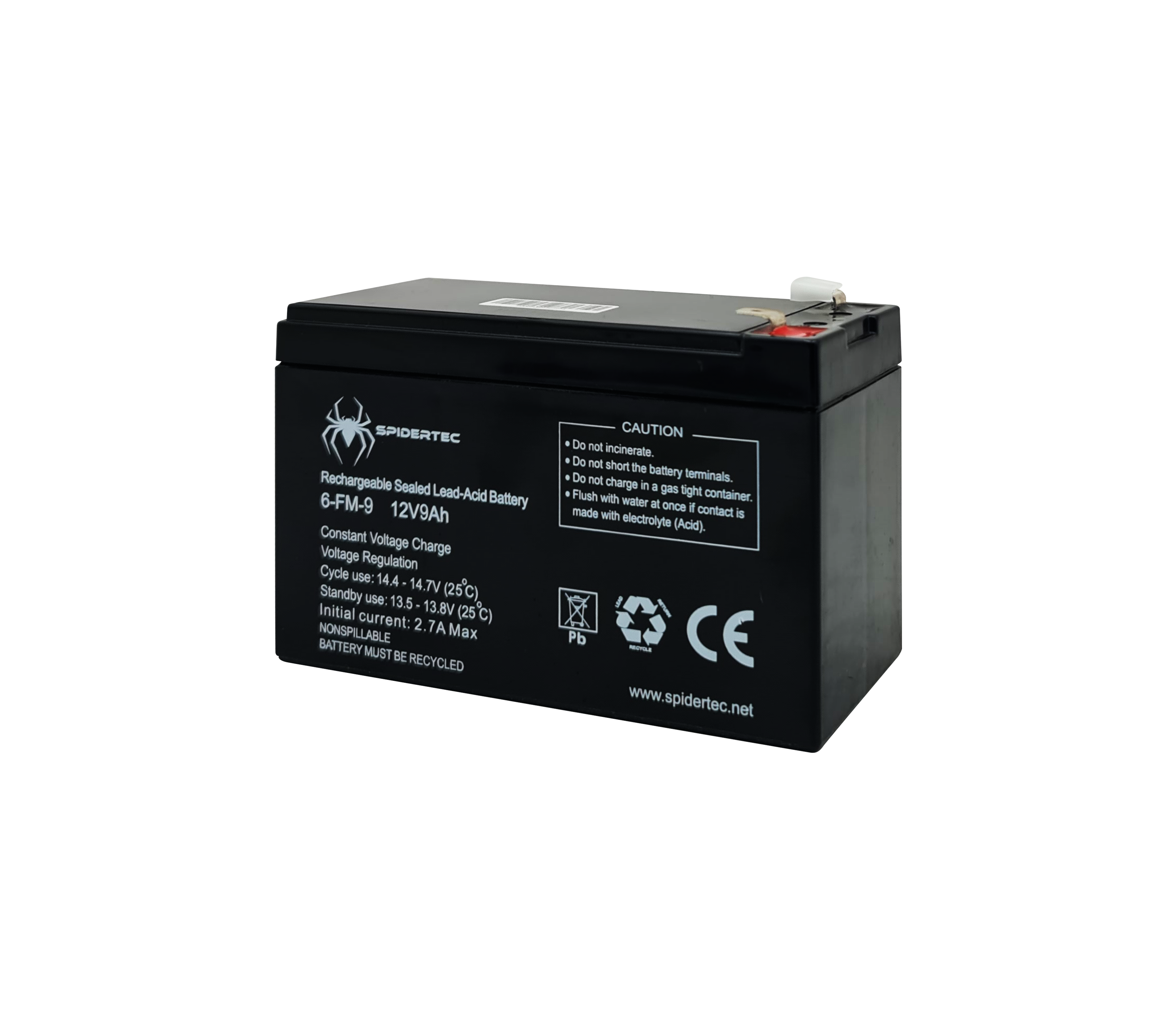 12V 9AH Spidertec UPS Battery - Backup Power Supply for Home, Office & Emergency Use - Compatible with Security Systems, Routers & Electronics