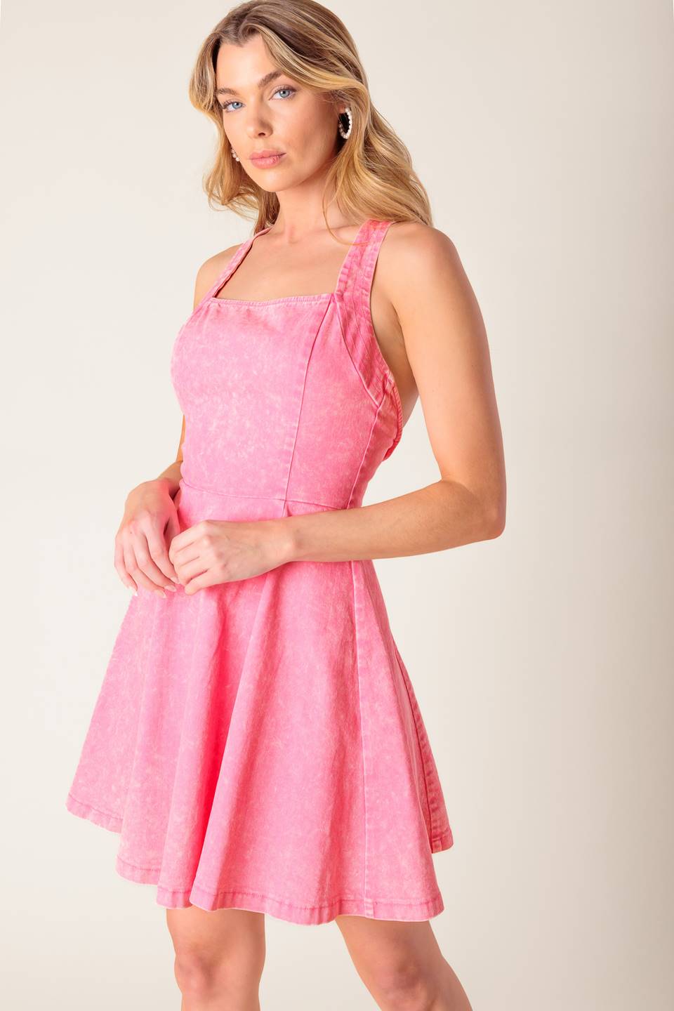 Pink Denim Mini Dress - Floral Print Summer Dress for Women | Boho Chic Style, Casual & Party Wear | Perfect for Beach Outings, Date Nights & Festivals