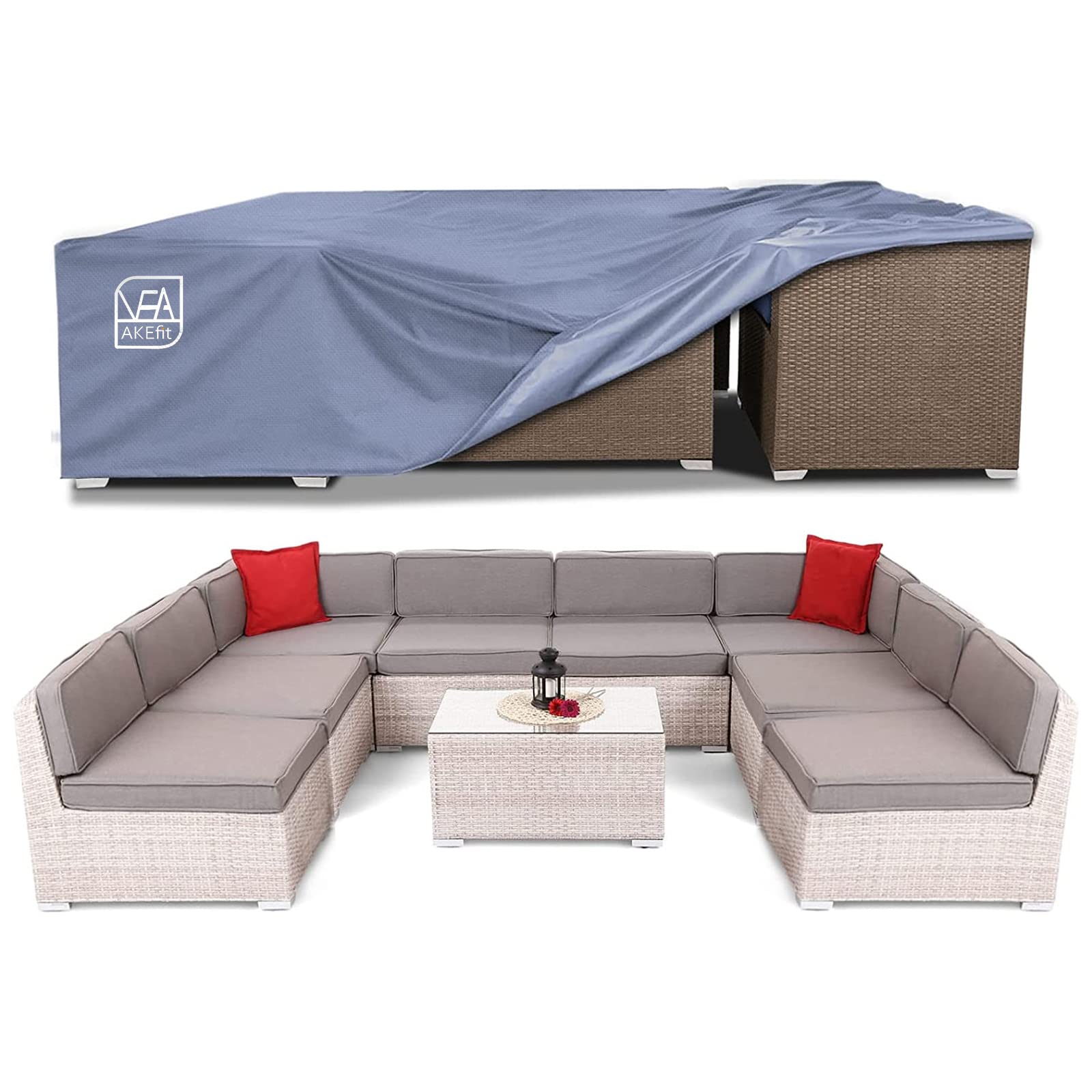 Heavy Duty Waterproof Outdoor Furniture Covers - PU Coated Patio Set Cover for Table & Chairs, 125
