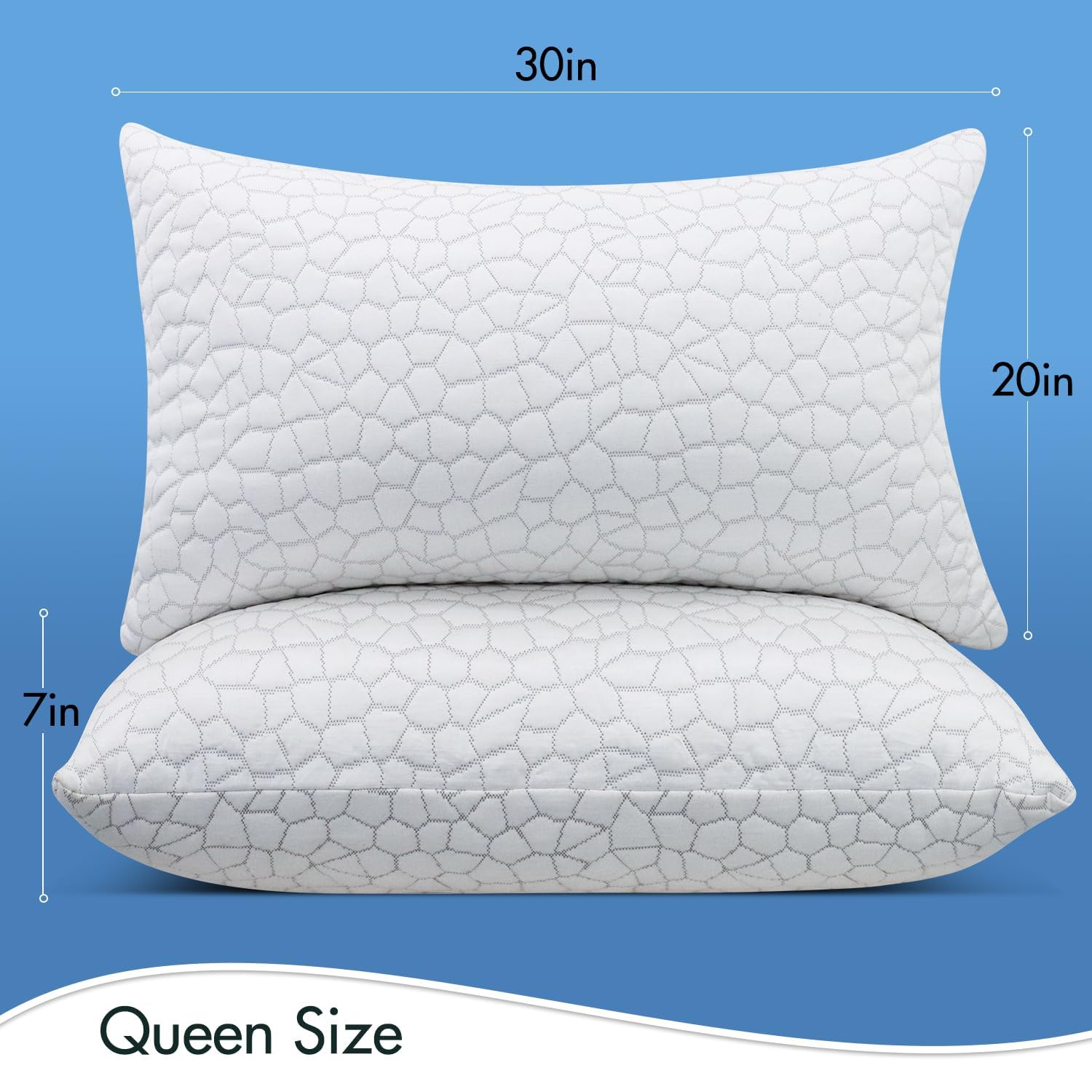 SUPA MODERN Cooling Bed Pillows for Sleeping - Adjustable Shredded Memory Foam Pillow (1 Pack) | Breathable & Supportive for Hot Sleepers, Back & Side Sleepers | Perfect for Summer Nights & Hot Climates