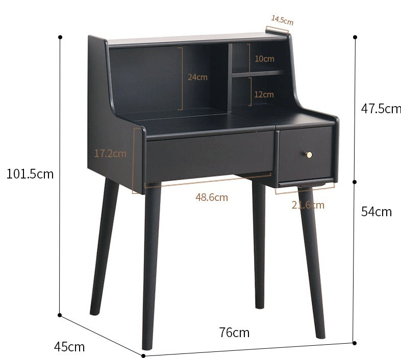 ISABEL TOKYO Japanese Scandinavian Dresser Vanity Table with Mirror - Walnut, Black, White & Gray Colors - Perfect for Bedroom, Dressing Room & Makeup Studio
