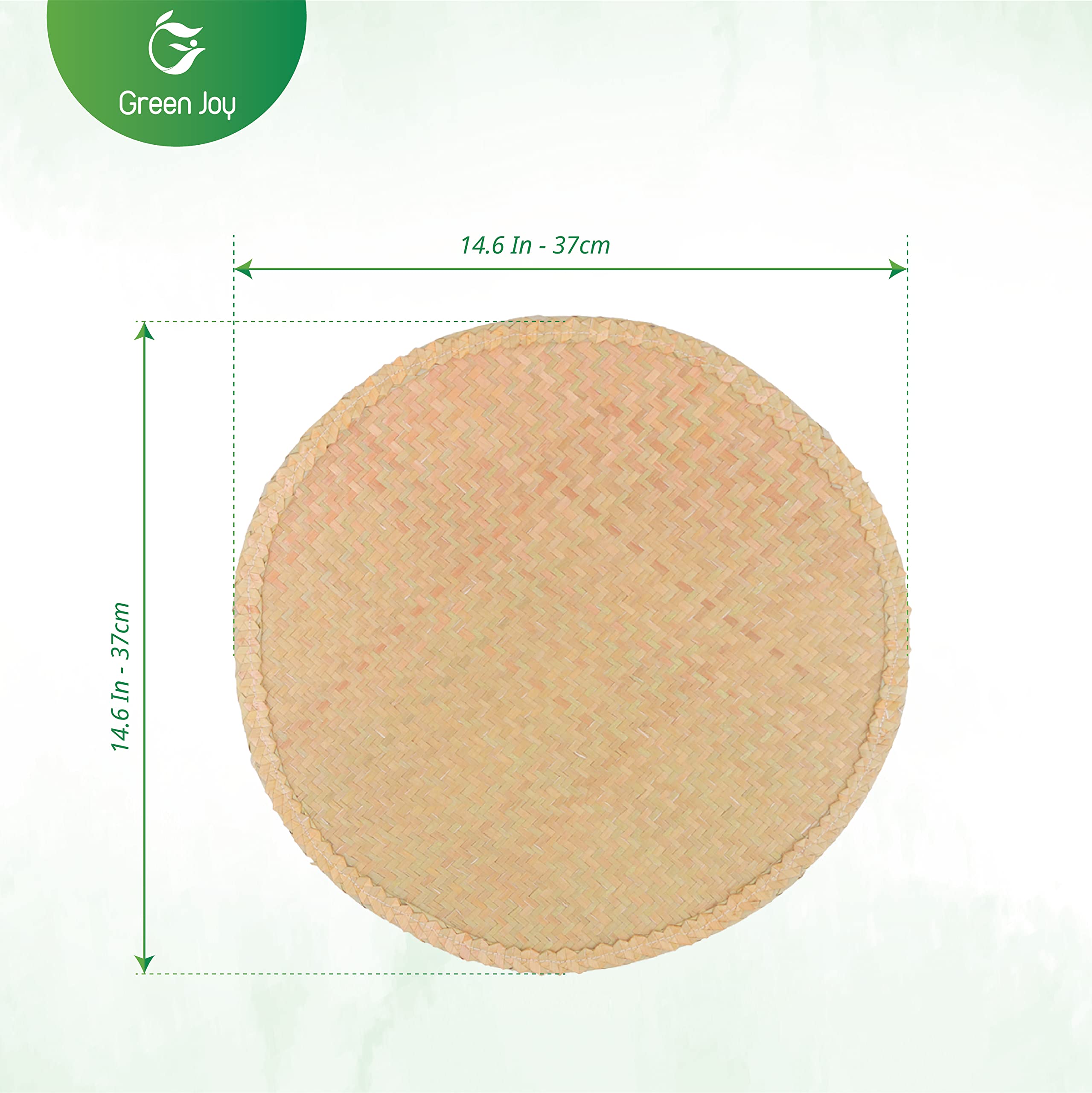 Handwoven Round Grass Placemats Set of 4 - 14.6 Inch Heat Resistant & Non-Slip Braided Table Mats - Natural Farmhouse Style for Dining Table, Kitchen Decor - Perfect for Everyday Meals, Dinner Parties and Rustic Home Decor