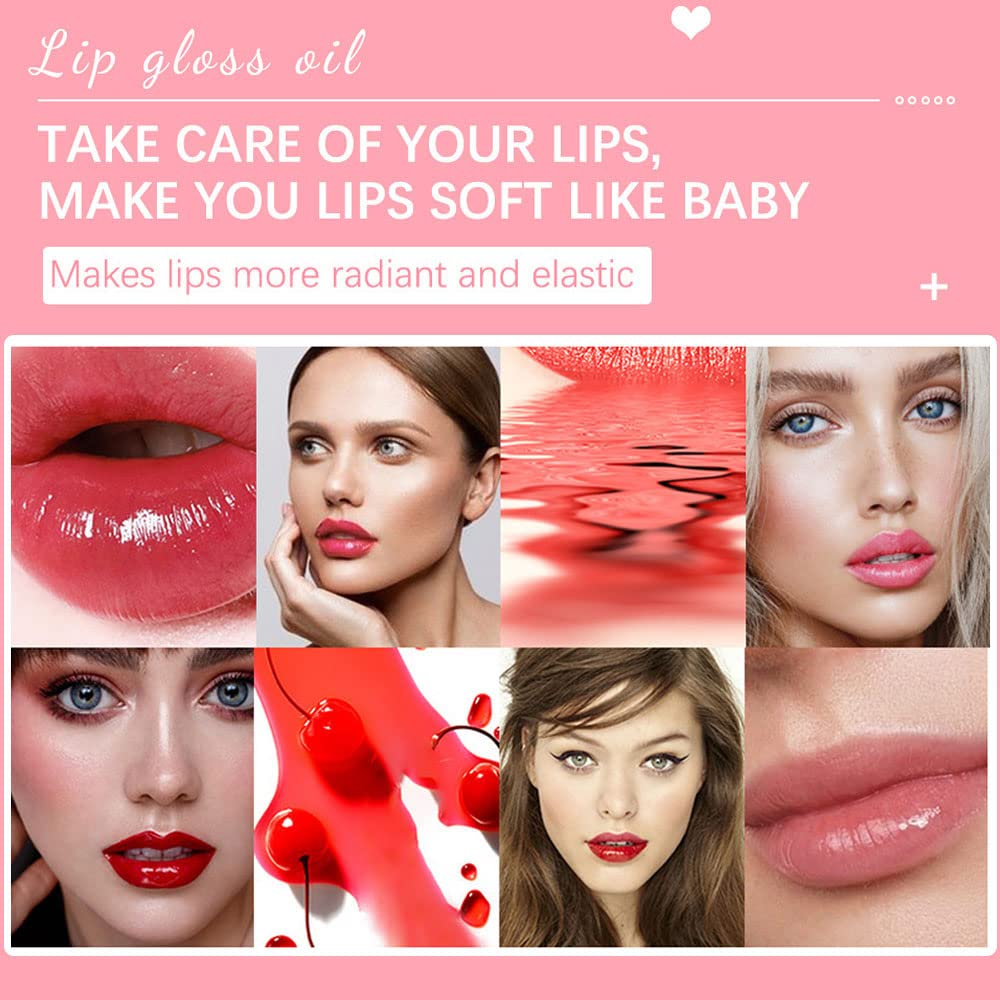 **Plumping Lip Oil with Hydrating Gloss & Tinted Balm – Long-Lasting Nourishing Lip Care, Non-Sticky Glitter Shine Primer (Rosewood) – Perfect for Daily Moisture & Nighttime Lip Treatment**
