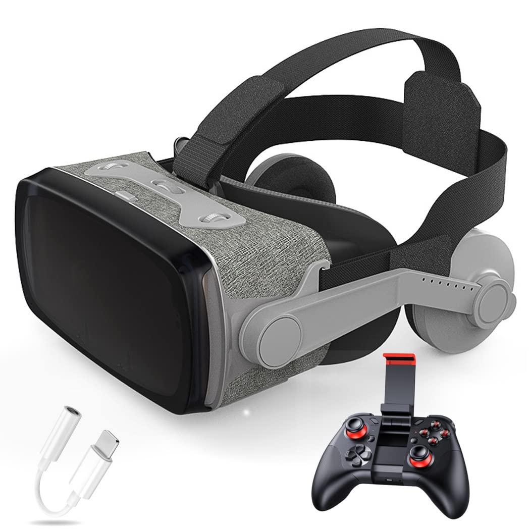 3D VR Headset with Bluetooth Controller - Compatible with iPhone 13 Pro Max/13 Pro/13/12/11, Samsung Galaxy S21, Huawei & Xiaomi Series - Immersive Virtual Reality Experience for Gaming, Movies & 360° Videos