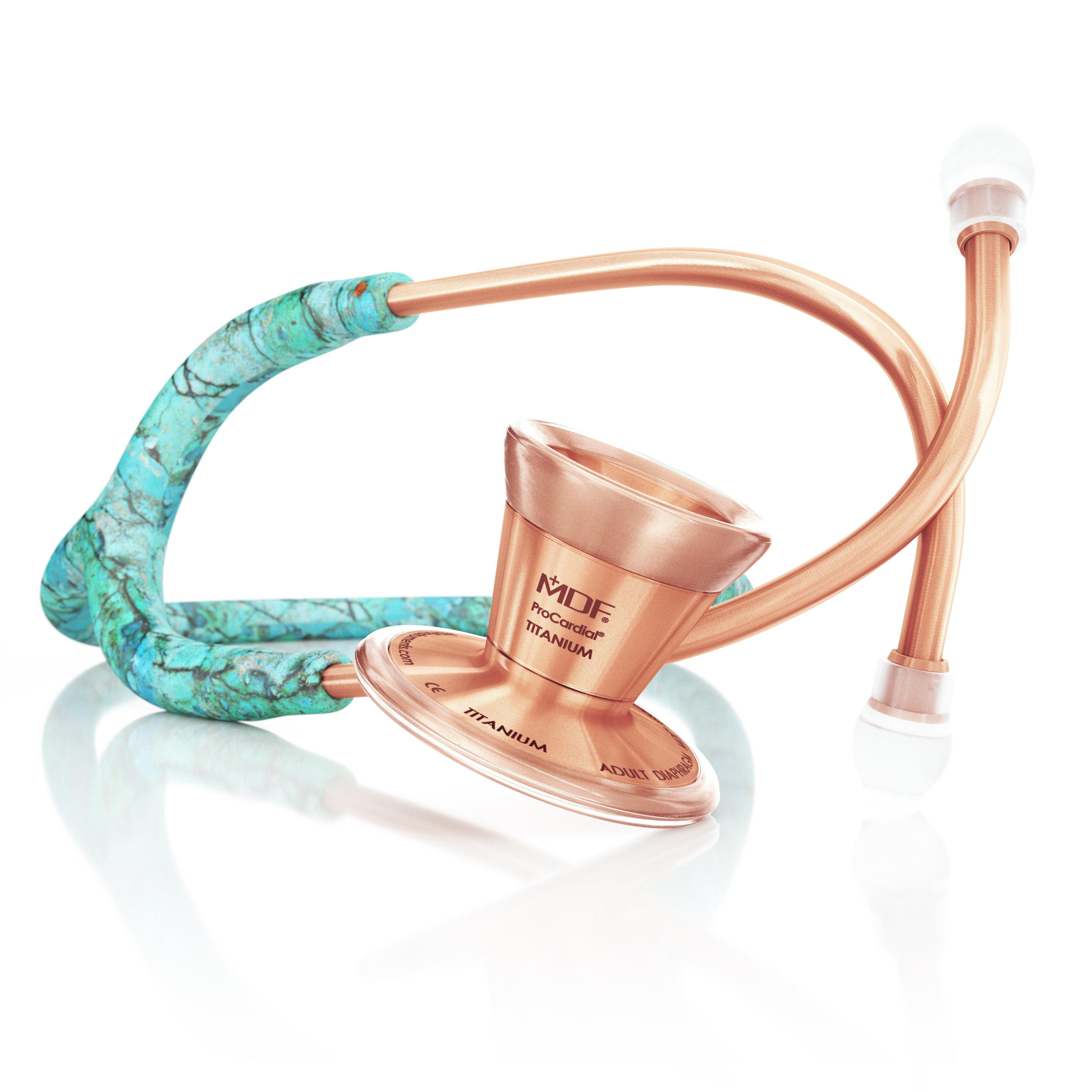 ProCardial® Titanium Cardiology Stethoscope - Turquoise & Rose Gold | Premium Medical Stethoscope for Doctors, Nurses & Healthcare Professionals | Ideal for Cardiac Exams, Patient Monitoring & Clinical Use