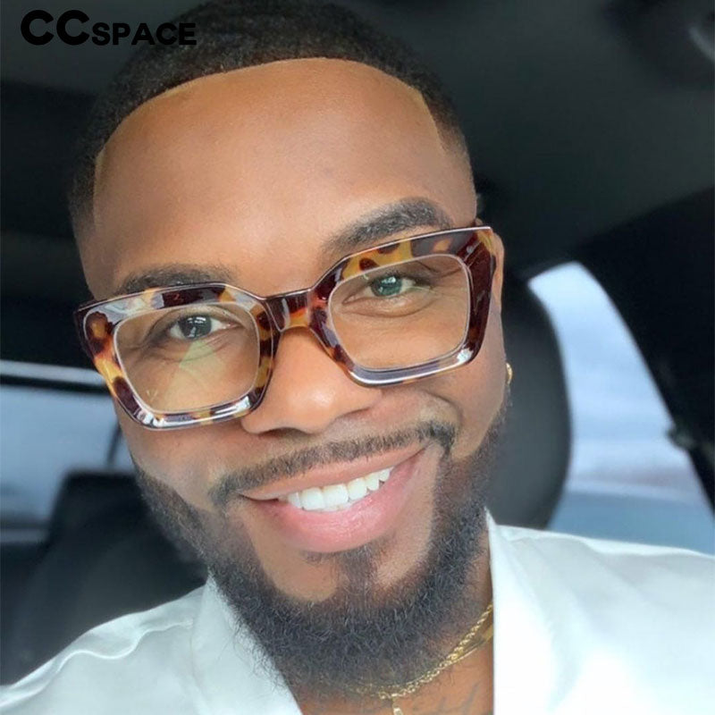 Stylish CCspace Unisex Full Rim Square Resin Rivet Frame Eyeglasses 45440 - Perfect for Reading, Work & Fashion Accessories