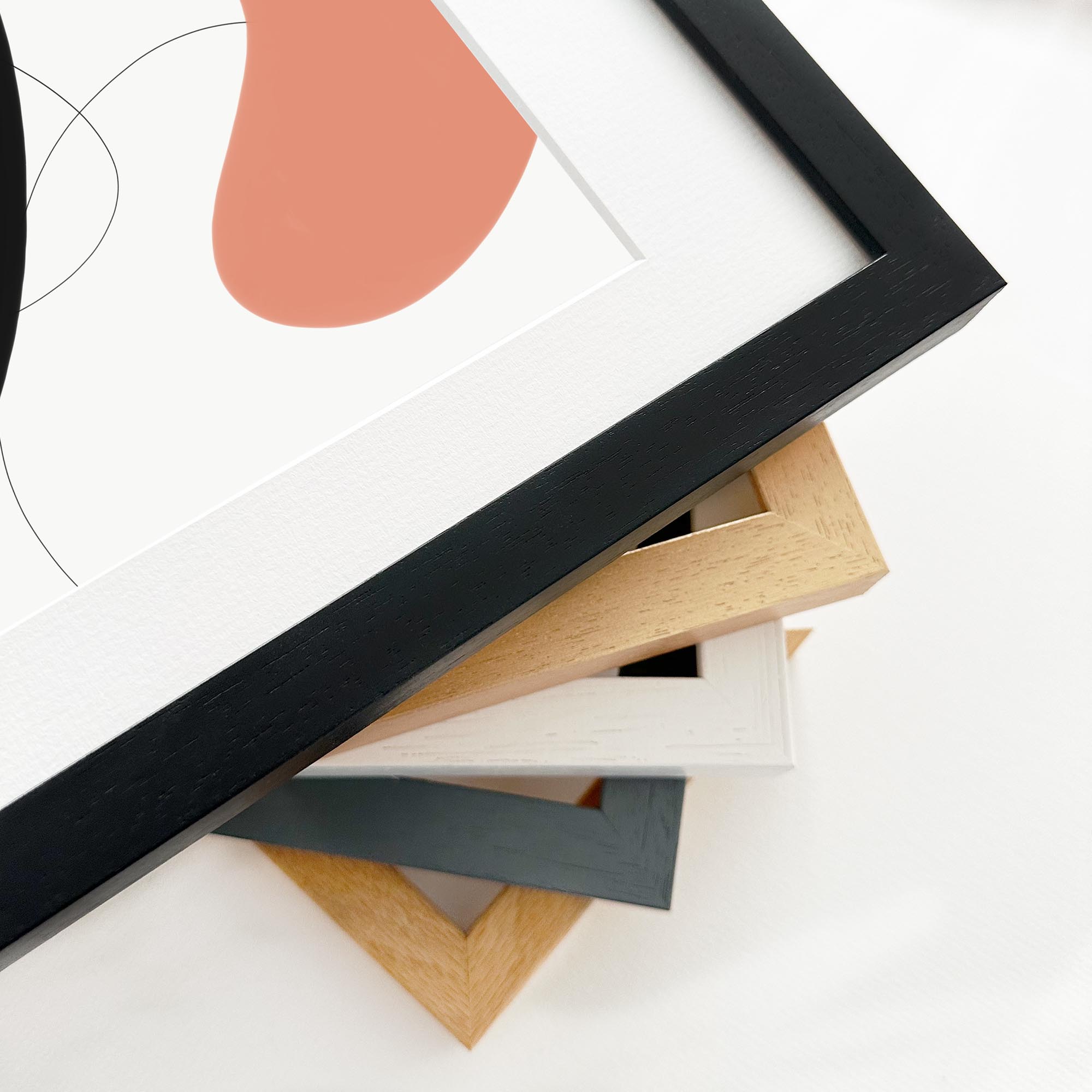 Scandinavian Minimalist Framed Wall Art - Nordic Style Home Decor for Living Room, Bedroom & Office