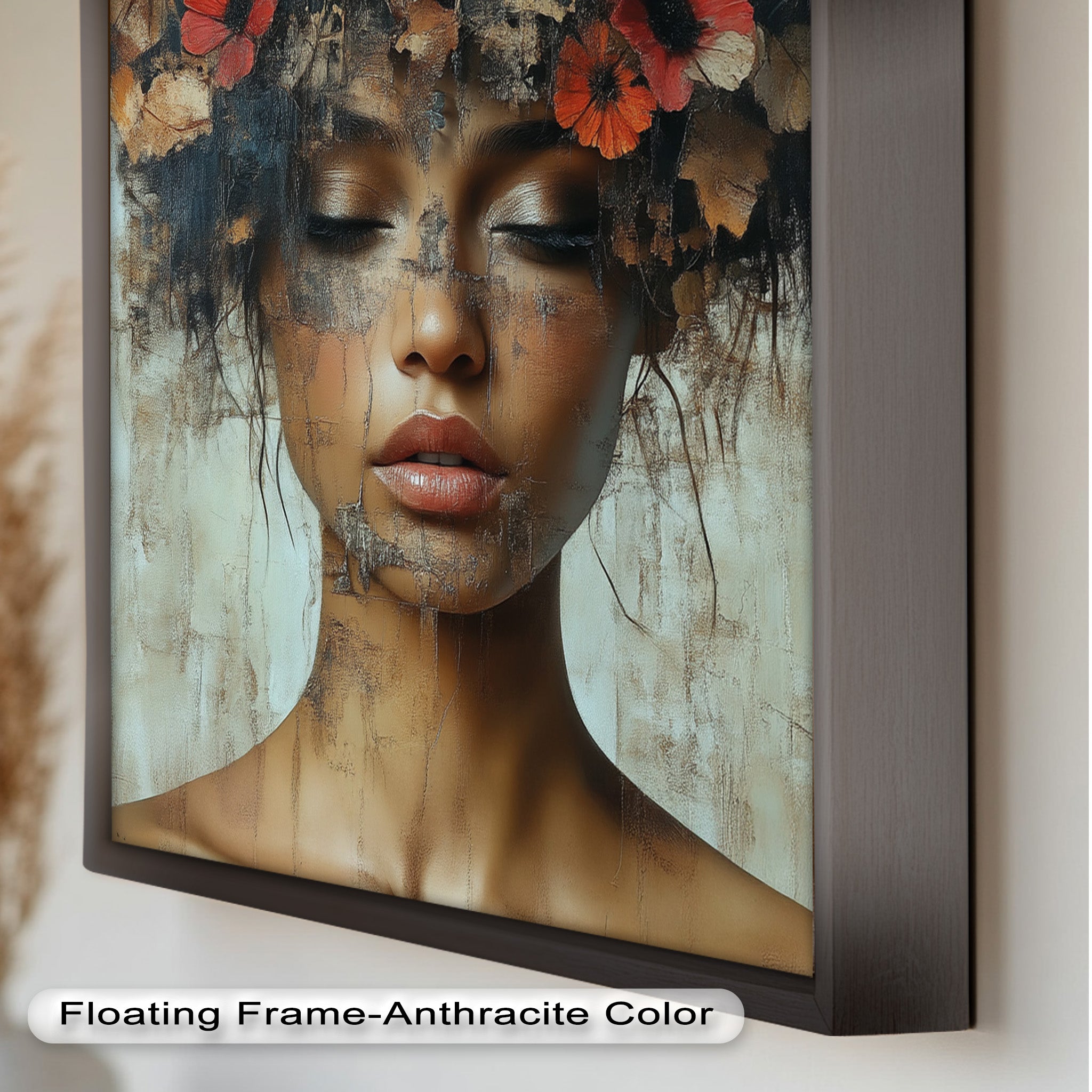 Ethereal Boho Flower Oil Painting - Autumn Reverie Wall Art for Home Decor, Living Room, Bedroom & Office | Handmade Canvas Artwork
