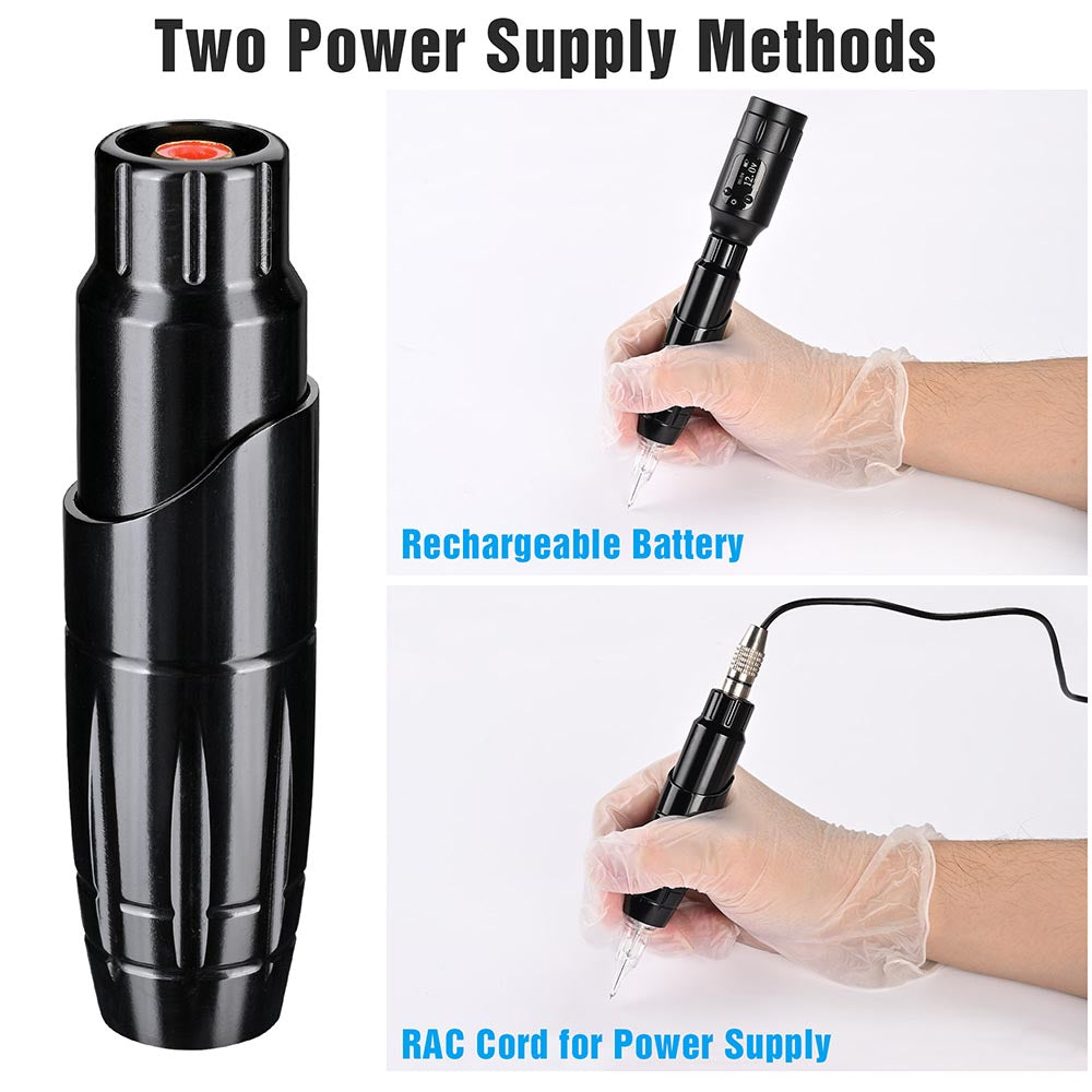 Professional Rotary Tattoo Machine Kit with Battery - Includes 50 Sterile Tattoo Needles & Portable Carry Case - Perfect for Tattoo Artists, Beginners & Home Tattoo Practice