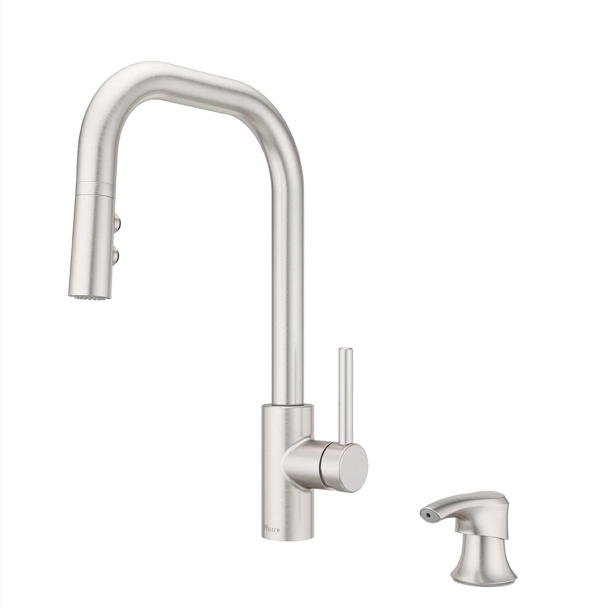 Pfister Zanna Single Handle High Arc Kitchen Faucet with Pull Down Sprayer & Soap Dispenser - Spot Defense Stainless Steel Finish (Model F5297ZNRGS) - Perfect for Modern Kitchens, Dishwashing & Food Prep