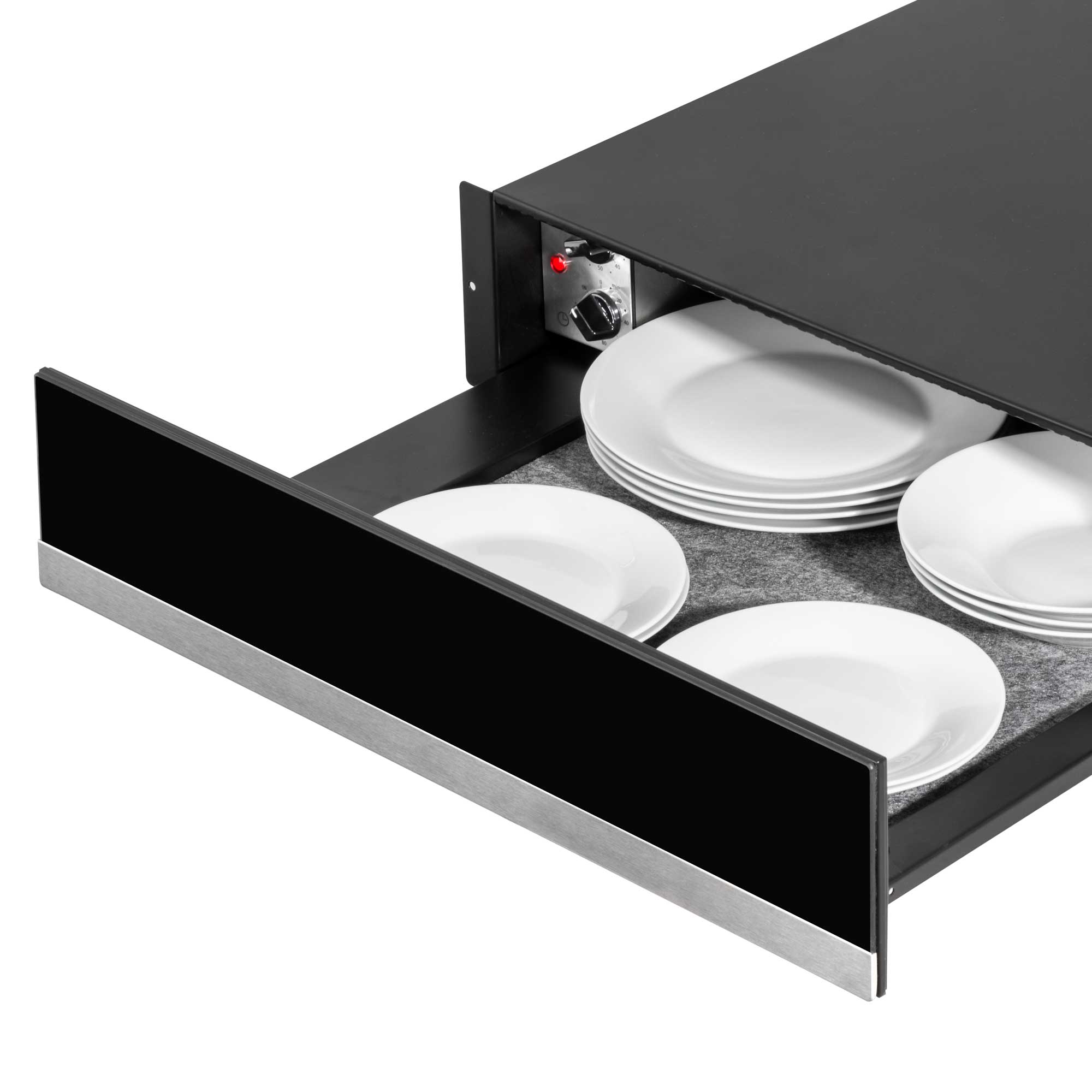 Baridi 60cm Built-In Warming Drawer with Push-to-Open & Anti-Slip Mat - Black/Stainless Steel (DH202) - Perfect for Kitchens, Restaurants & Buffets to Keep Food Warm