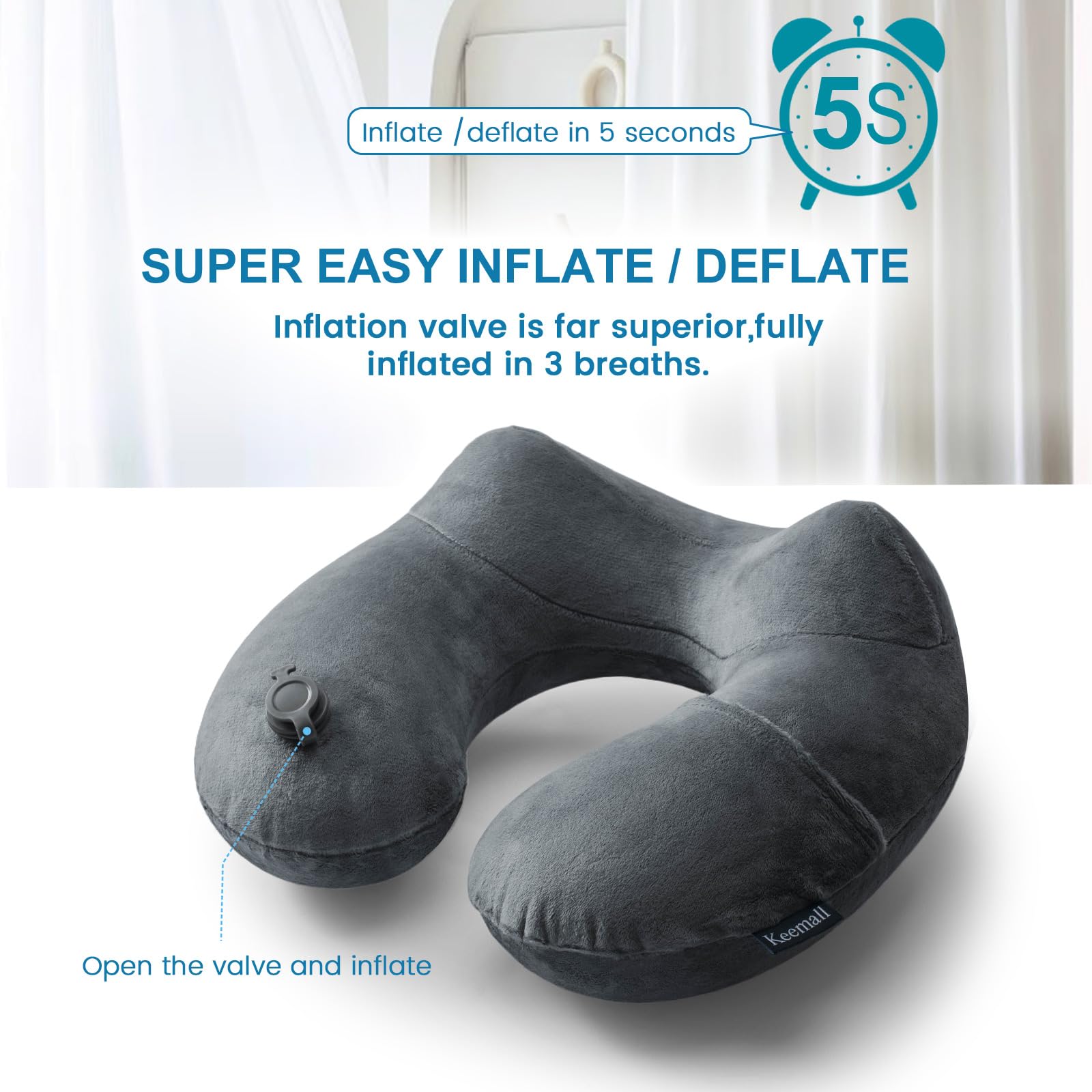 Inflatable Travel Neck Pillow for Airplanes - Ultra Comfortable Blow Up Pillow for Long Flights, Car Rides, Train Travel & Office Napping - Perfect for Camping & Air Travel Accessories