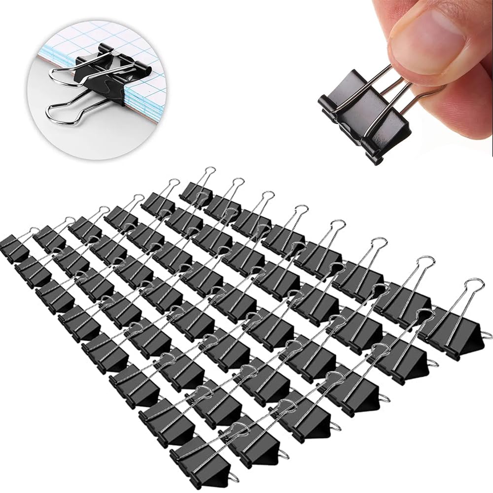 144 PCS Small Black Binder Clips 0.75 Inch (19mm) Width 0.31 Inch Capacity - Perfect for Organizing Office Documents, School Papers, and Business Files - Heavy Duty Clips for Teachers, Students, and Professionals