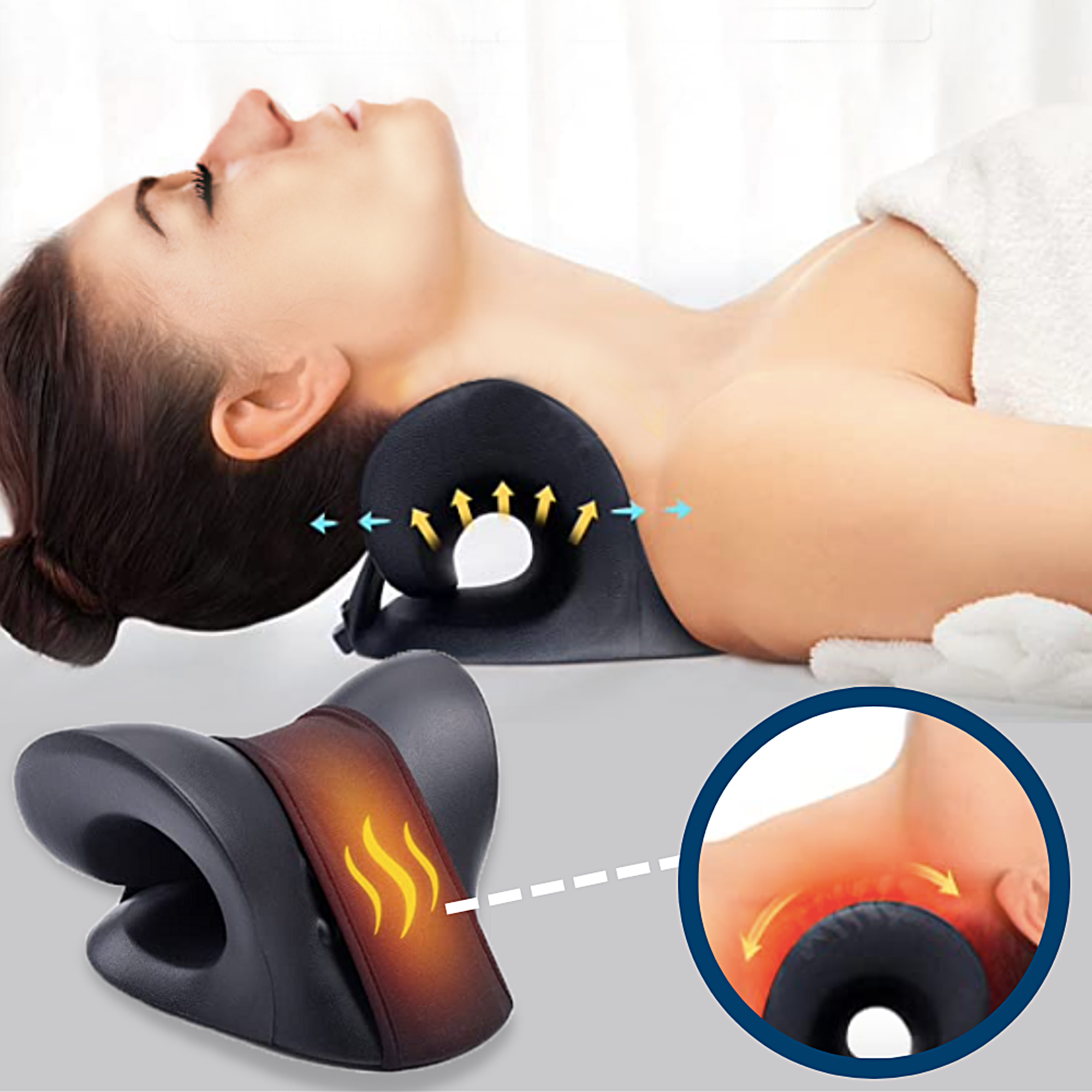 Thera Stretch Pillow for Neck Pain Relief & Posture Support - Ergonomic Cervical Support Pillow for Sleeping, Travel, Yoga, and Office Use