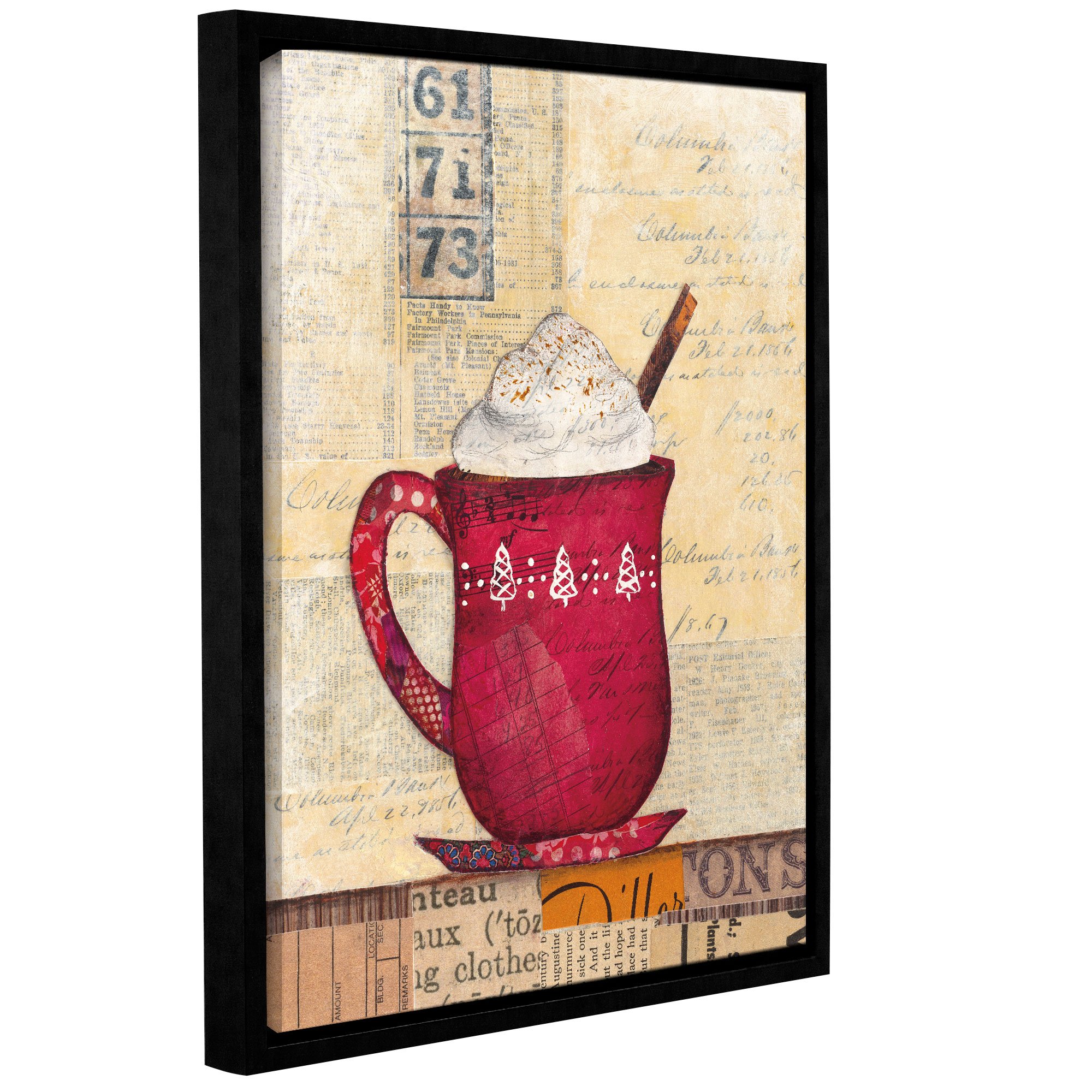 Courtney Prahl 'Cozy Cups III' Gallery Wrapped Floater Framed Canvas Art Print 36x48 Inches - Perfect for Living Room, Bedroom & Office Wall Decor