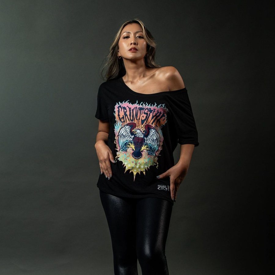 Women's Electric Eagle Graphic Slouchy T-Shirt - Black | Soft & Comfortable Casual Tee for Everyday Wear, Street Style & Outings