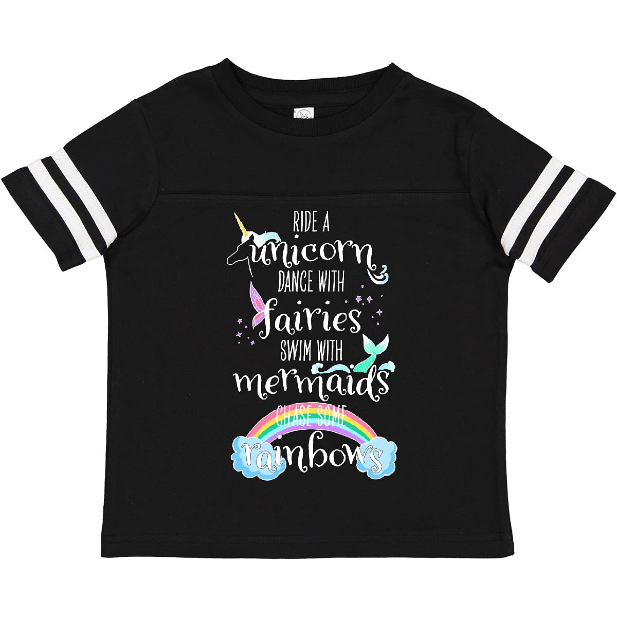 Inktastic Ride a Unicorn Dance with Fairies Swim with Mermaids Toddler T-Shirt - Cute Fantasy Graphic Tee for Kids, Girls & Boys - Perfect for Birthday Parties, Playdates & Dress-Up Fun