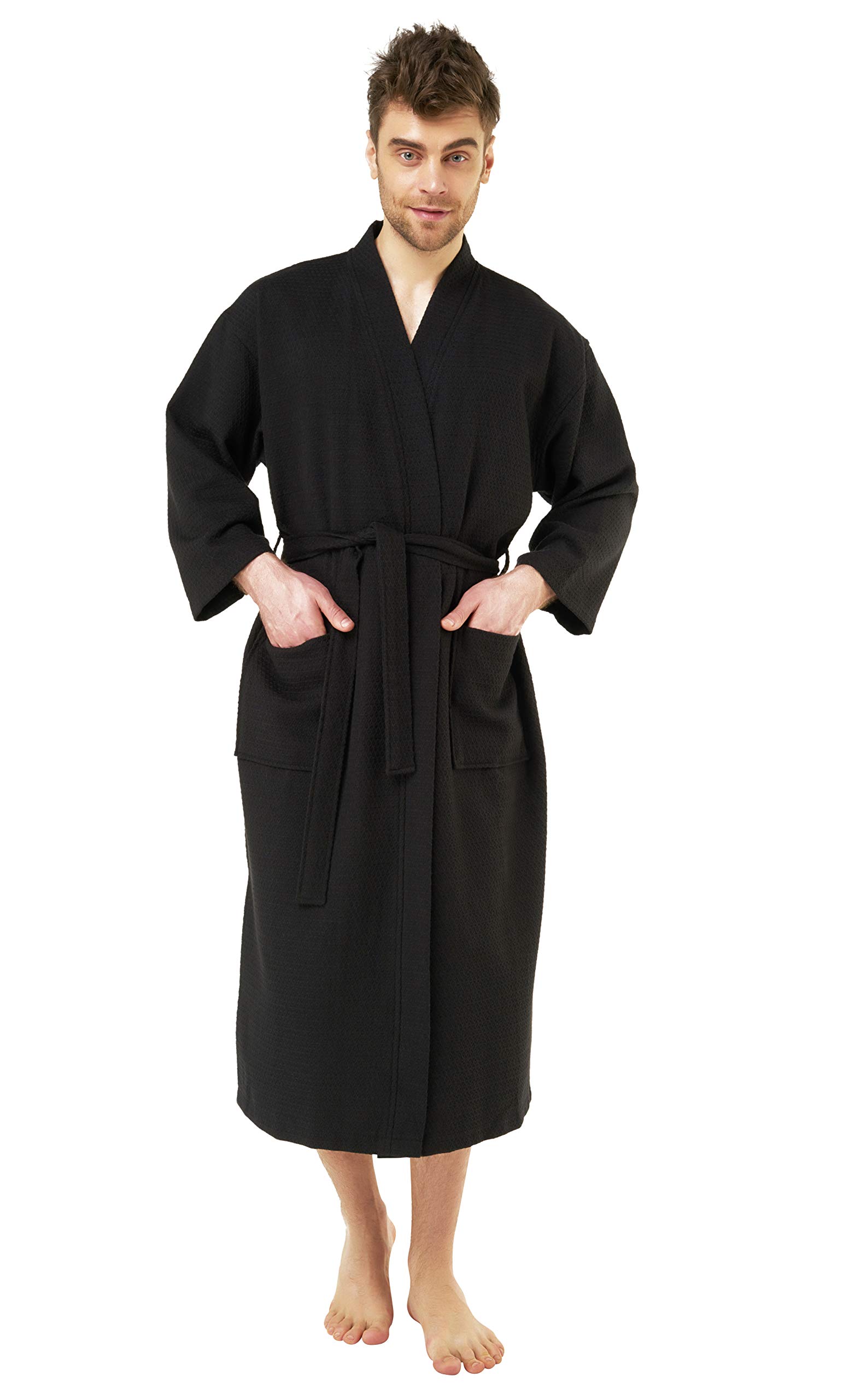 Premium 100% Turkish Cotton White Waffle Kimono Robe - Unisex Spa Bathrobe for Relaxation | Soft Linen Fabric for Home, Resort & Wellness Retreats