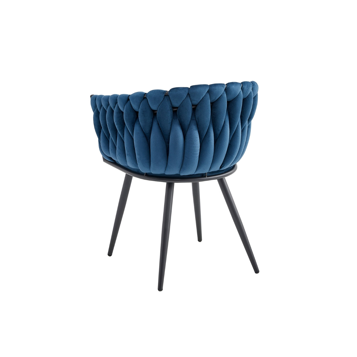 Blue Velvet Braided Arm Chair Set of 2 – Modern Contemporary Accent Chairs for Living Room, Bedroom & Office Decor