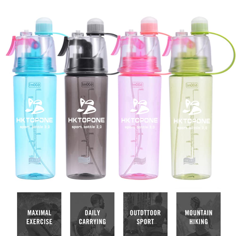 BPA Free 600ml Sports Water Spray Bottle for Cycling, Running & Hiking - Gym & Outdoor Use (Blue)
