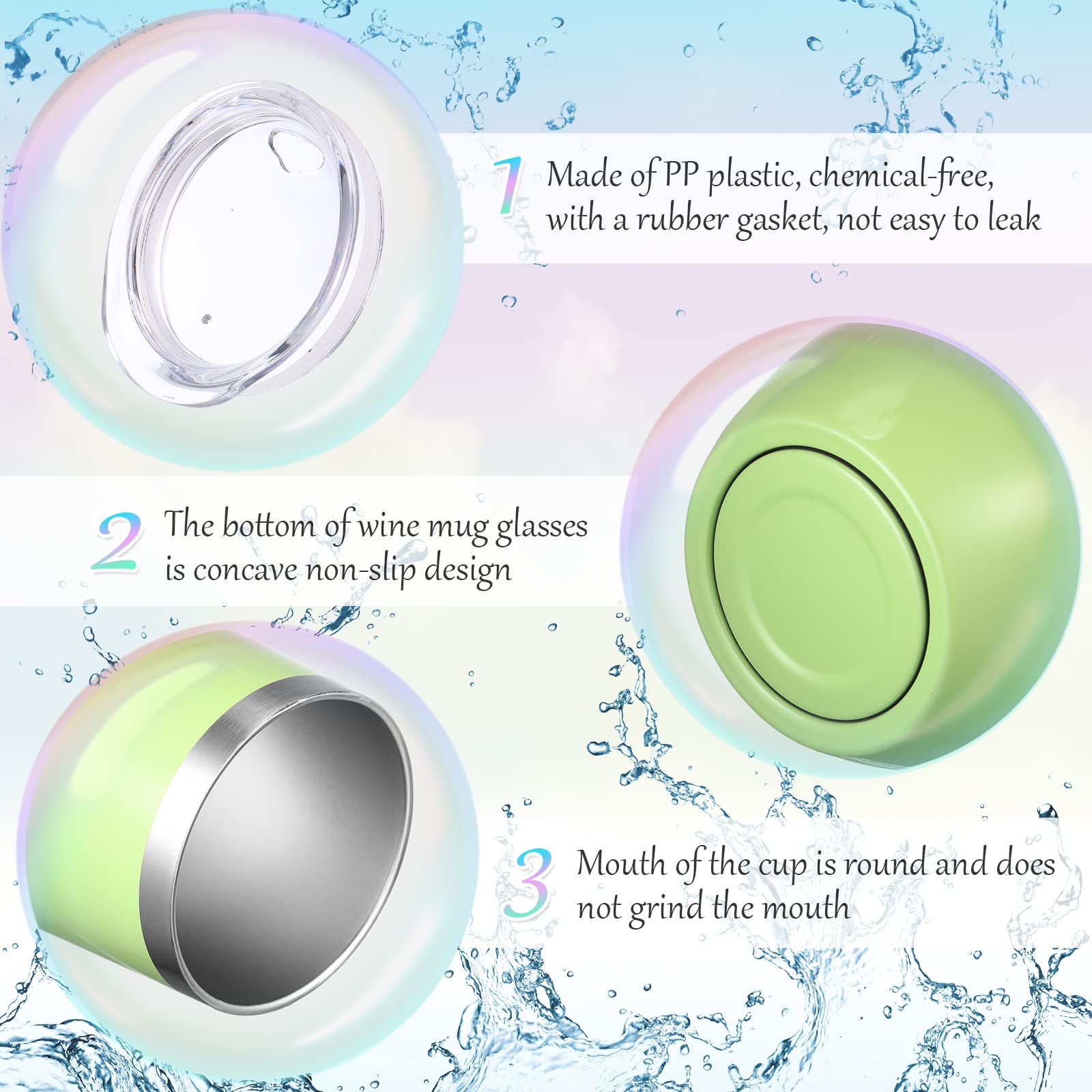 12 Pack Stainless Steel Stemless Wine Tumblers - 12oz Double Wall Vacuum Insulated Cups with Lids & Straws - Reusable Tumblers for Wine, Coffee, Cocktails, Champagne - Perfect for Parties, Picnics, BBQs & Gifts (12 Colors)