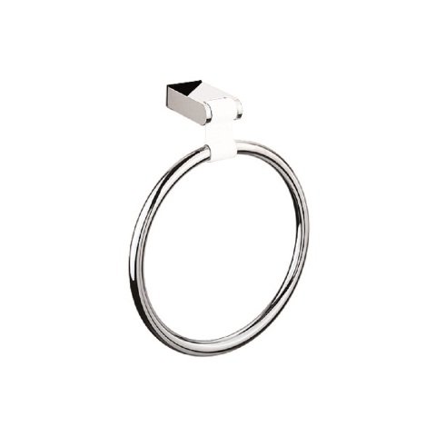 Small Towel Ring Holder - White & Polished Chrome - Bathroom & Kitchen Accessory for Hanging Hand Towels - Perfect for Home, Apartment, Hotel Decor
