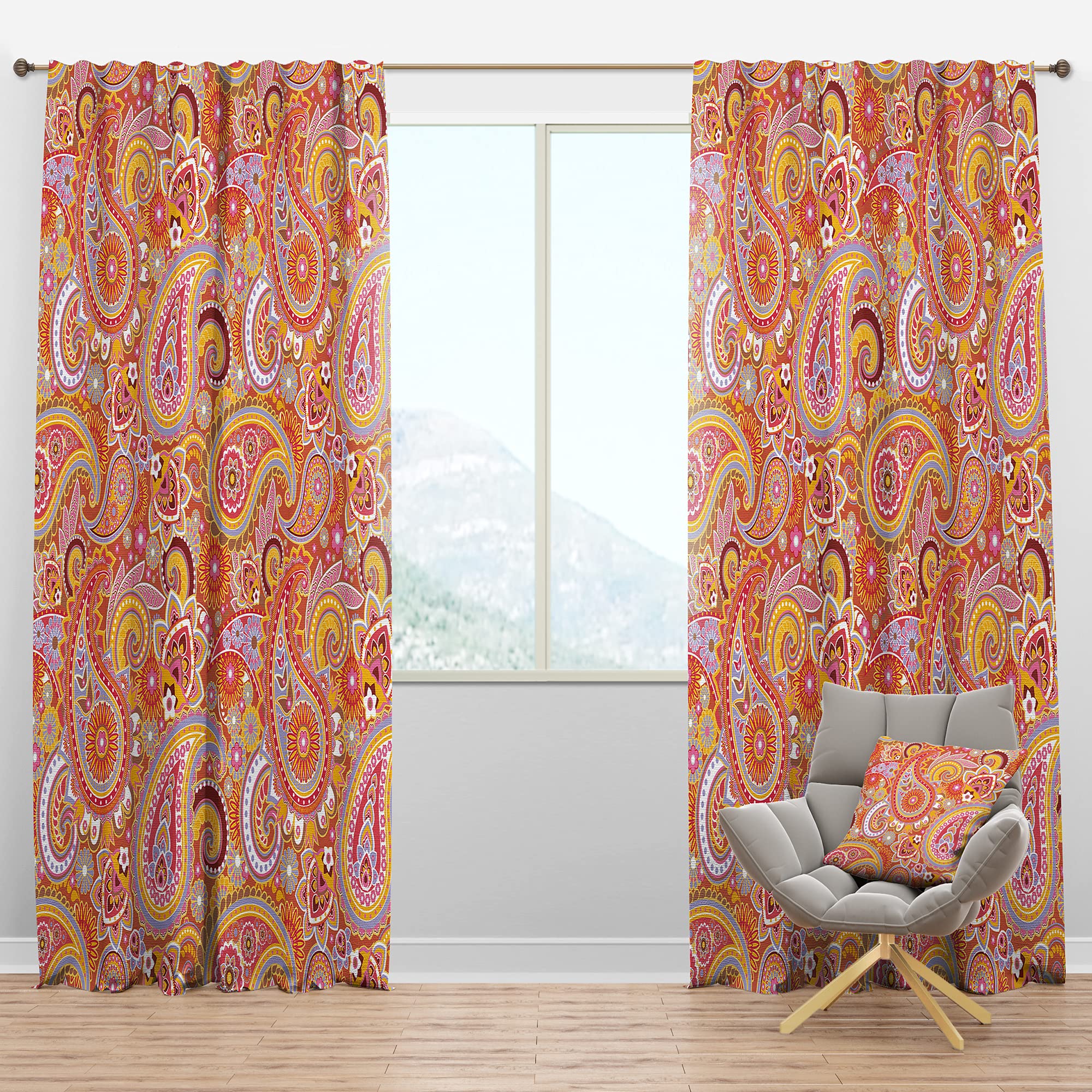 DesignQ Blackout Curtains with Traditional Asian Patterns - Thermal Insulated Single Panel (52x84) for Bedroom & Living Room - Perfect for Home Decor, Light Blocking and Energy Saving