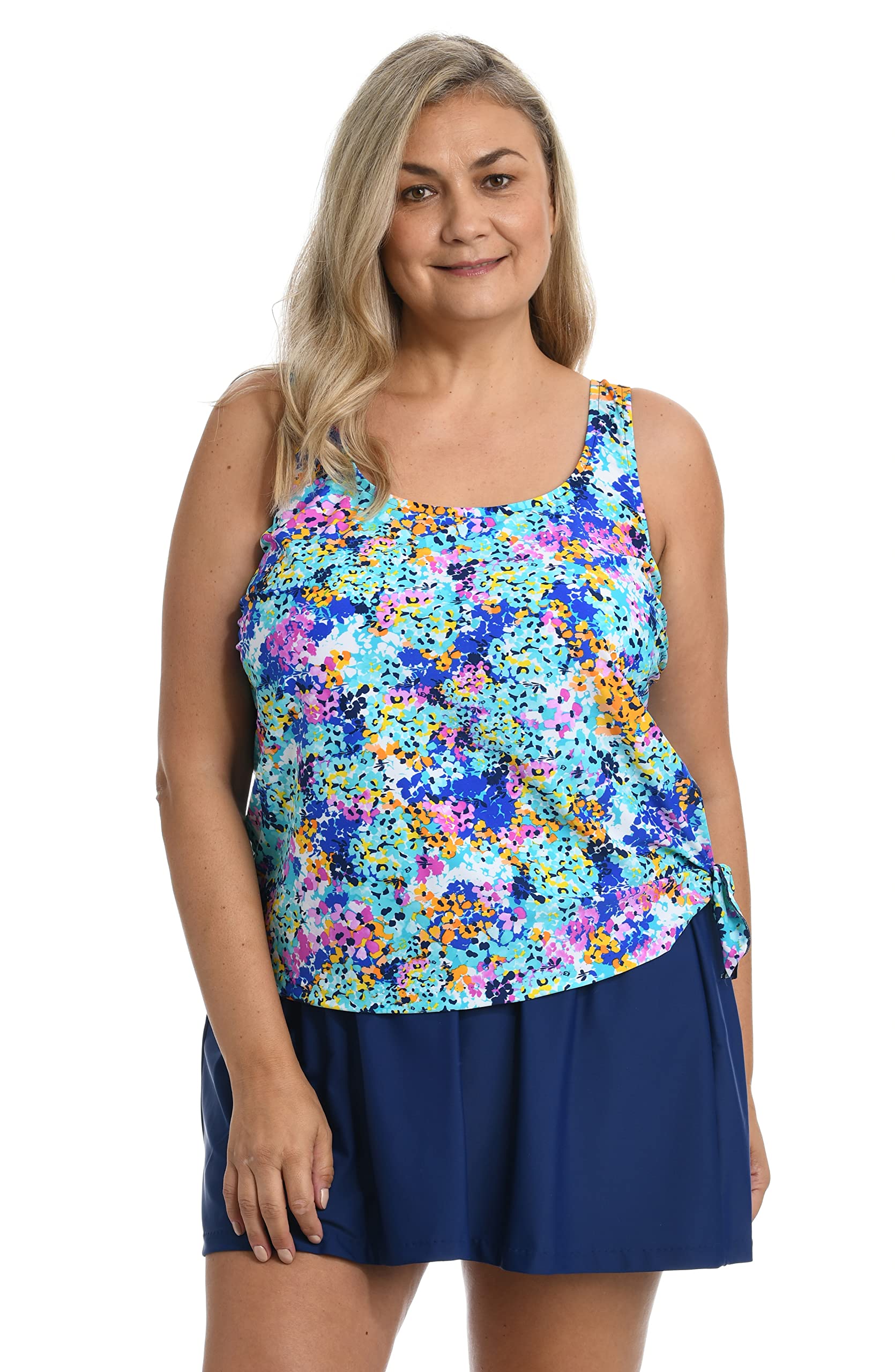 Stylish Scoop Neck Faux Tankini Swim Dress - One Piece Swimsuit for Women | Perfect for Beach Vacations, Pool Parties & Summer Getaways