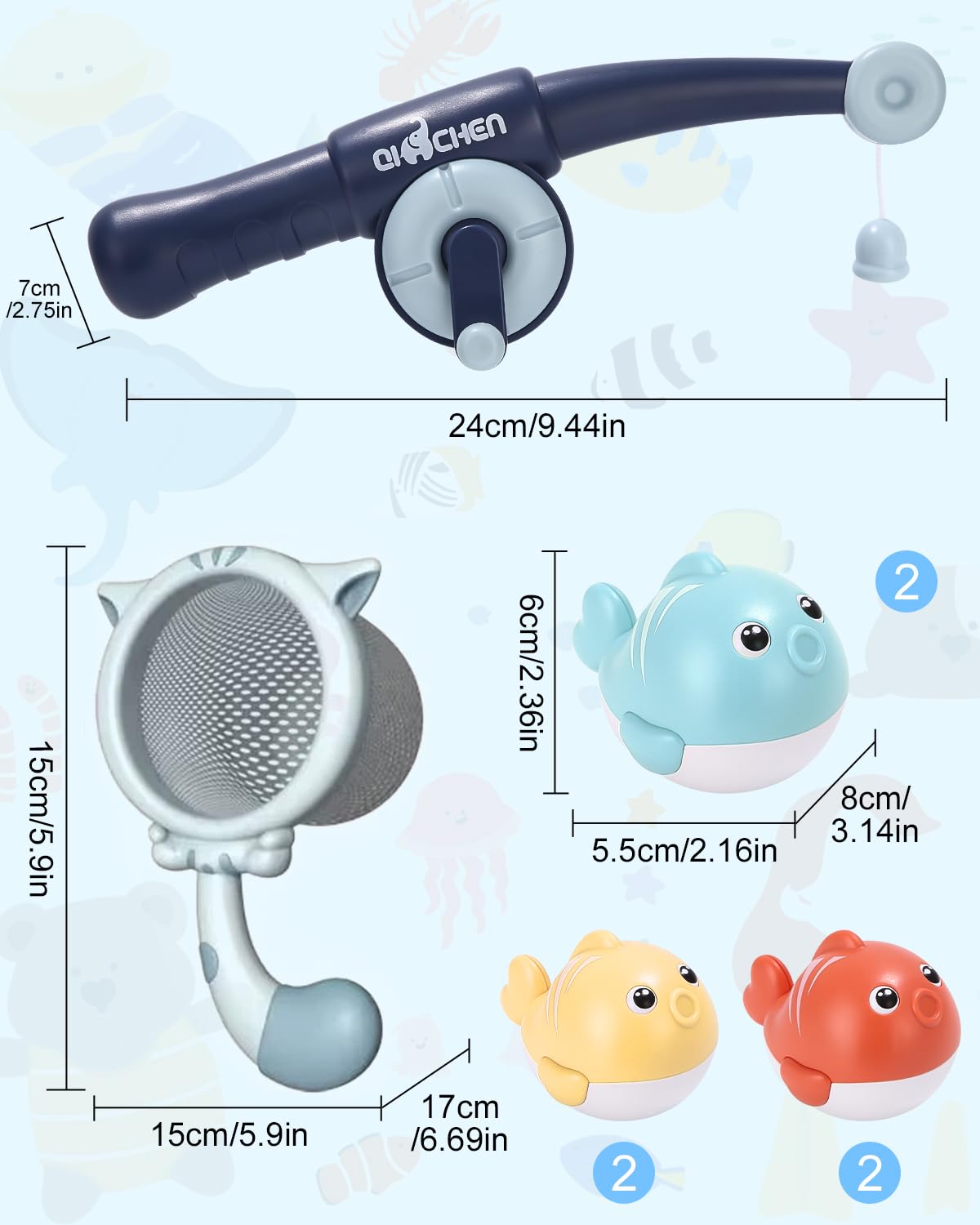 **Kureny Magnetic Fishing Bath Toy for Toddlers 1-6 Years - Fun Bathtub Game with Fishing Net - Perfect Gift for Boys & Girls - Ideal for Bath Time Play & Early Learning**