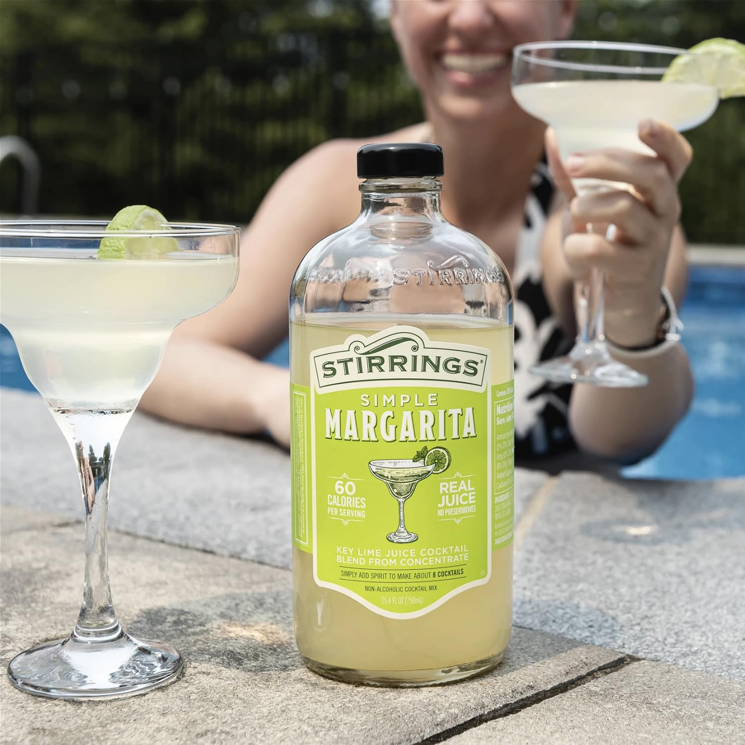 Stirrings 8-Pack Margarita Cocktail Mix 750ml Bottles - All Natural Real Juice No Preservatives - Low Calorie 90kcal Drink Mixer - Perfect for Parties, BBQs & Summer Cocktails