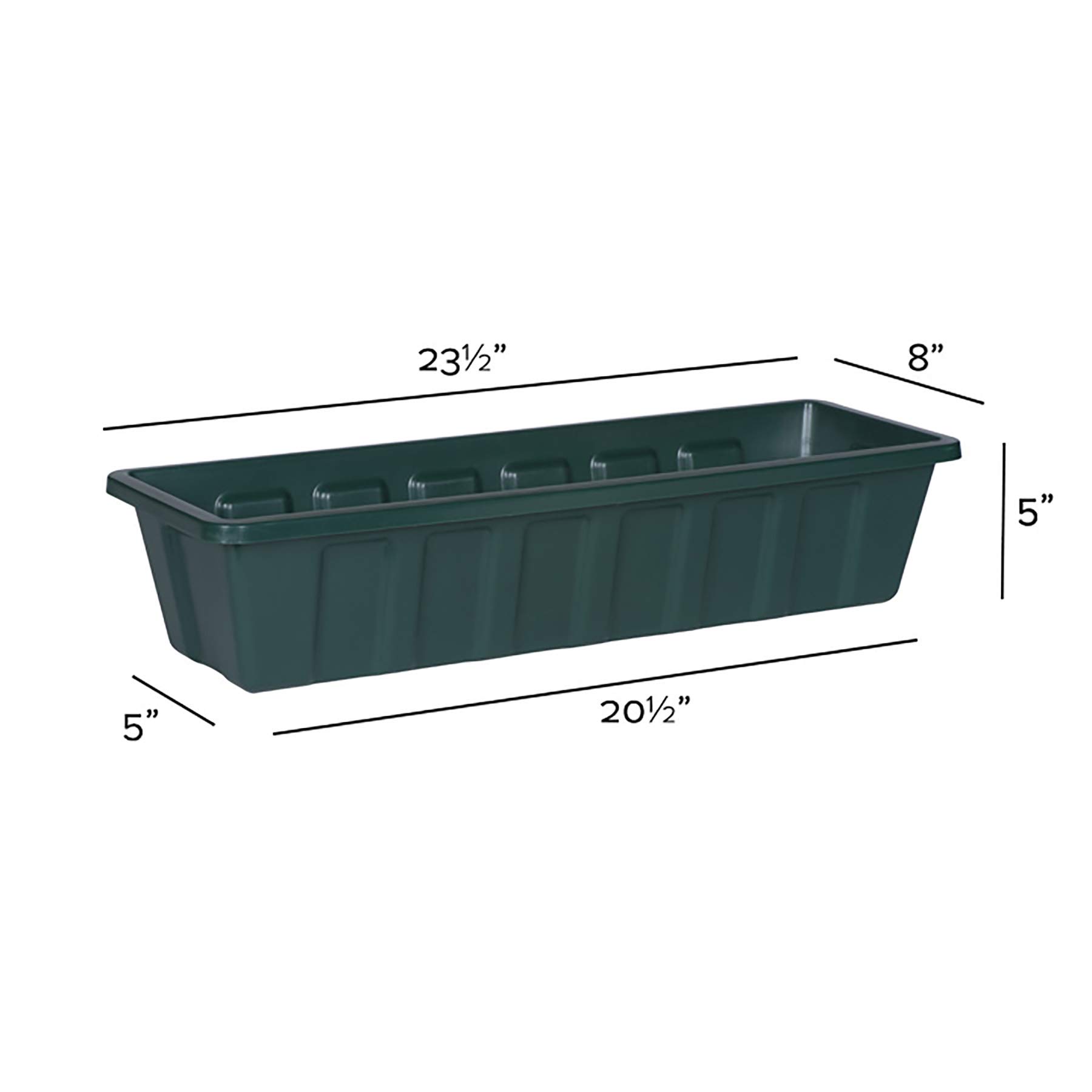 24-Inch Hunter Green Polypropylene Flower Box Planter - Durable Outdoor Garden Decor for Patio, Balcony & Window Sill Planting