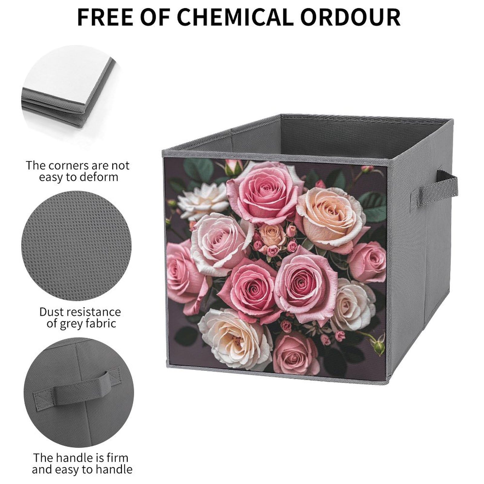 6-Piece Collapsible Storage Bins - Cute Rose & Leopard Print Foldable Storage Boxes with Handles, Multi-Functional Organizer for Shelves, Closet, Bathroom | Perfect for Home, Office & Kids Room Organization