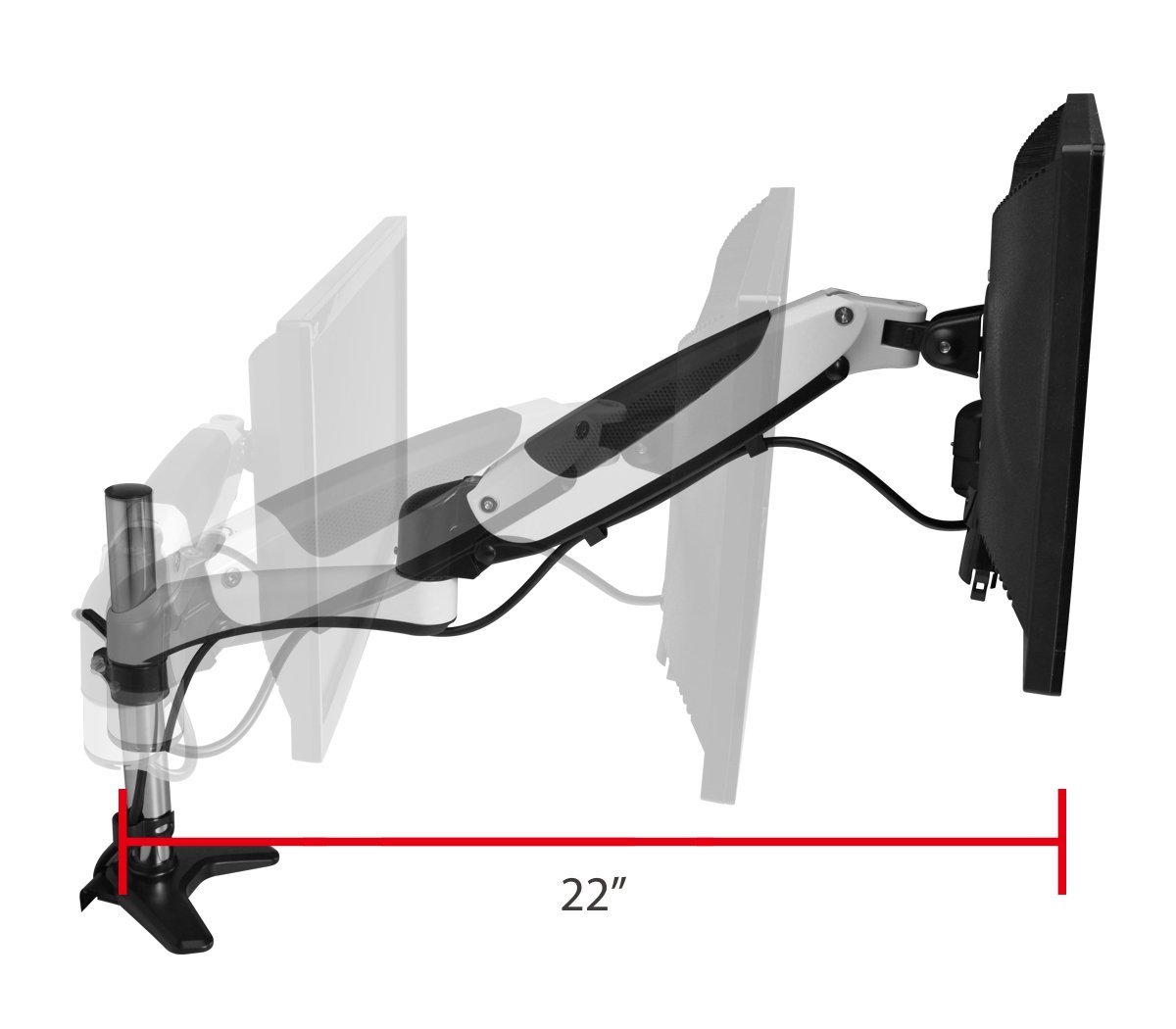 SIIG White Single Monitor Desk Mount - Height Adjustable Gas Spring Arm for 15