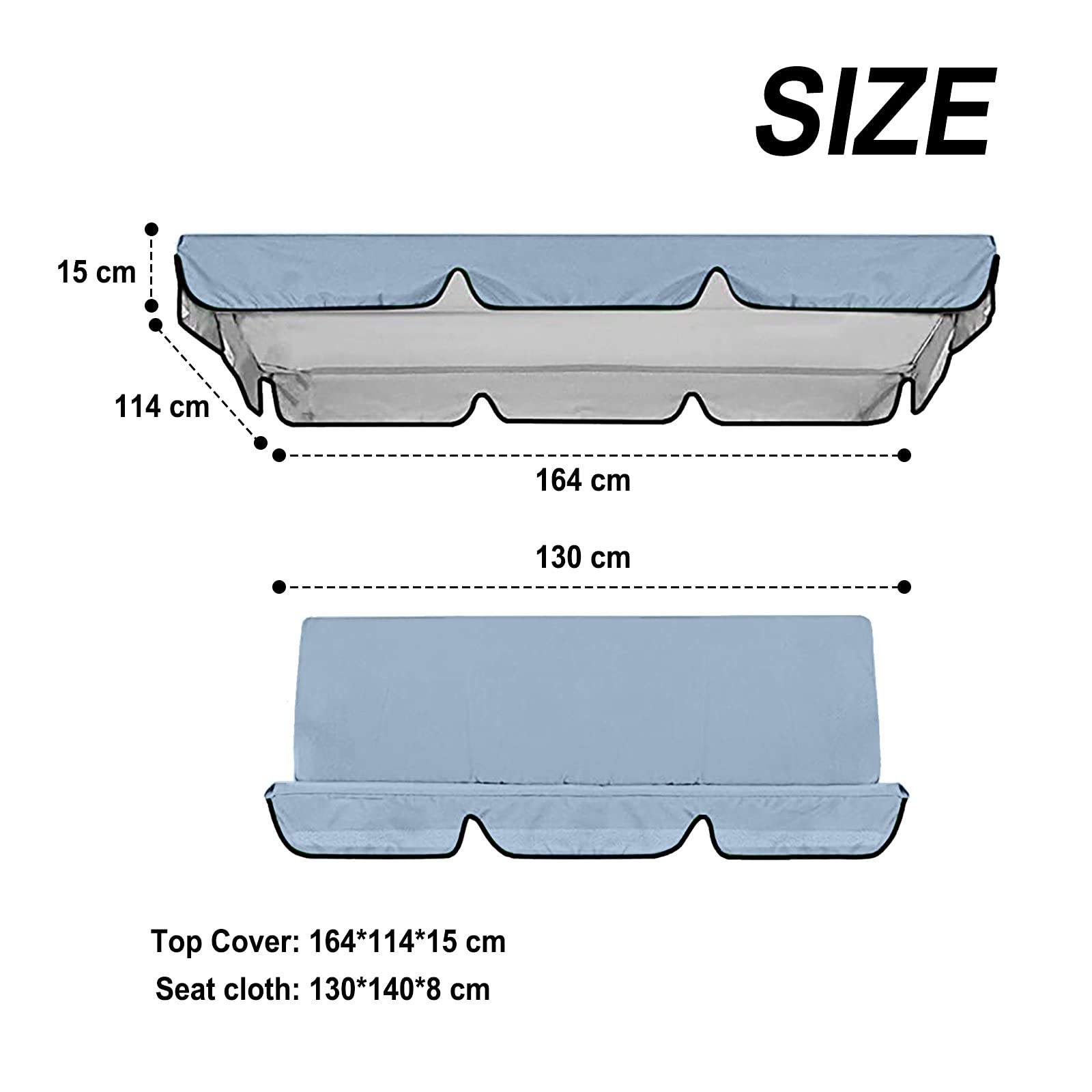 Outdoor Swing Canopy Replacement Cushions & Cover - Weather-Resistant Patio Swing Cover for Garden, Porch & Backyard - Sun Shade Canopy & Seat Cushions for Swing Set - Perfect for Relaxing Outdoors, Lounging in the Garden or Enjoying Summer Afternoons