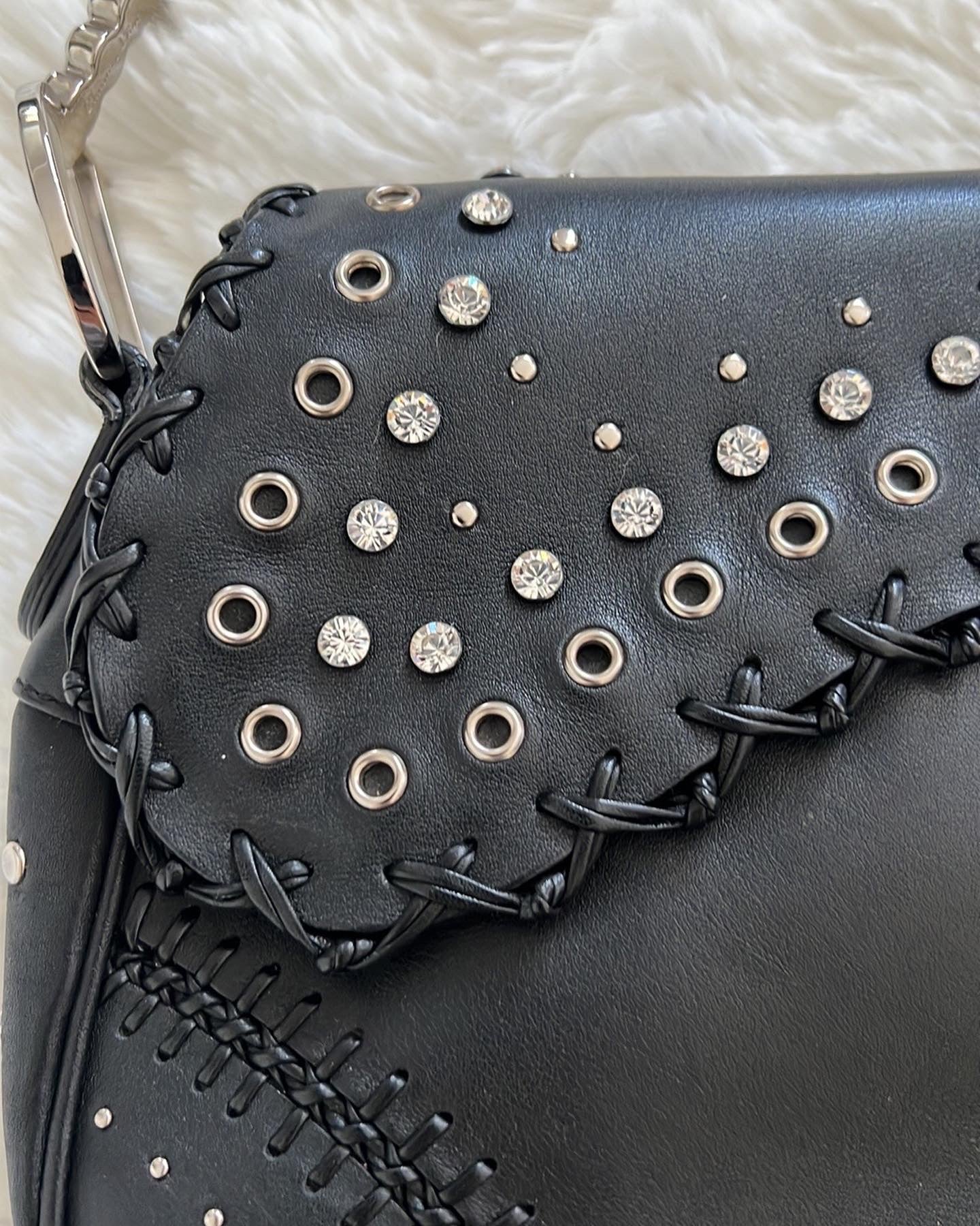 Dior Love & Peace Limited Edition Black Leather Saddle Bag for Women - Luxury Designer Handbag for Parties, Dating & Special Occasions