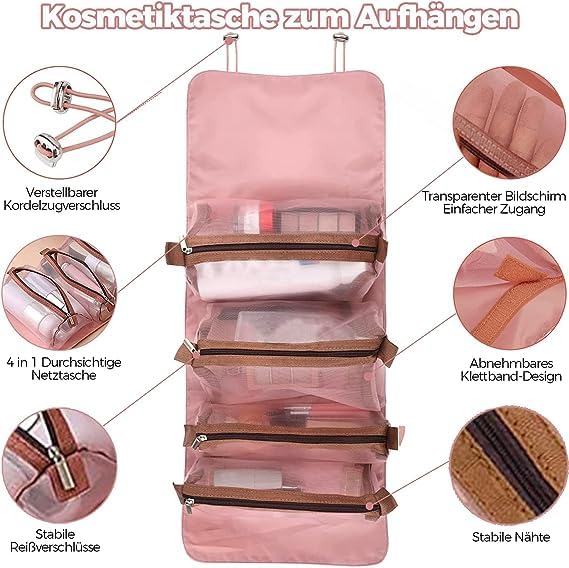 Elegant Roomy Cosmetic Bag for Women - Makeup & Toiletry Organizer - Perfect Gift for Travel & Daily Use