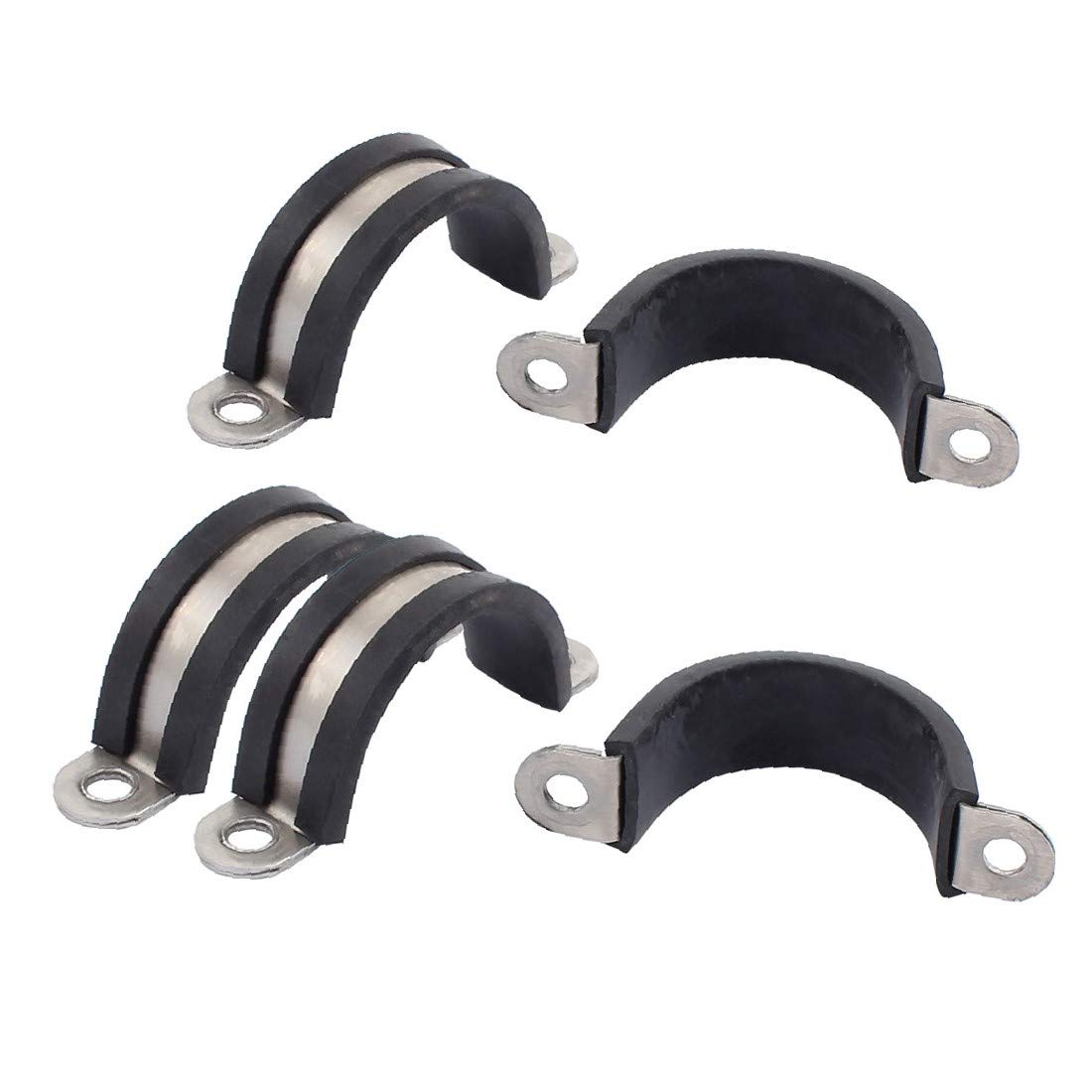 X-DREE 5Pcs 32mm Rubber Lined U-Shaped Metal Hose Pipe Clamps - Heavy Duty Cable Clips for Automotive, Plumbing & Industrial Use - Perfect for Securing Hoses, Pipes & Wires in DIY Projects