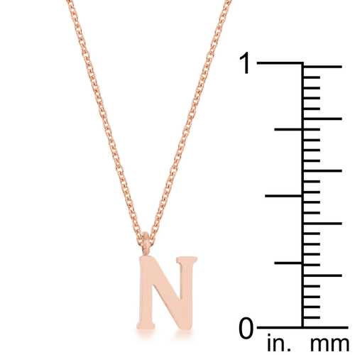 Elaina Rose Gold Stainless Steel Initial Necklace - Personalized N Letter Pendant Jewelry for Women, Gift for Her, Birthday, Anniversary, Valentine's Day