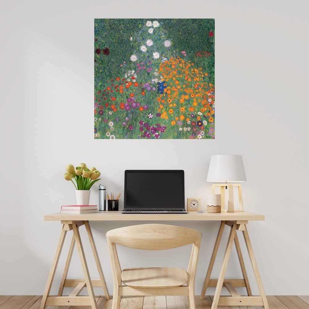 Gustav Klimt Floral Canvas Wall Art - 32x32 Inch Botanical Print for Bathroom & Bedroom Decor - Handmade Plant Pictures for Home, Office & Garden - Premium Fine Art Wall Decor for Living Room & Dining Room