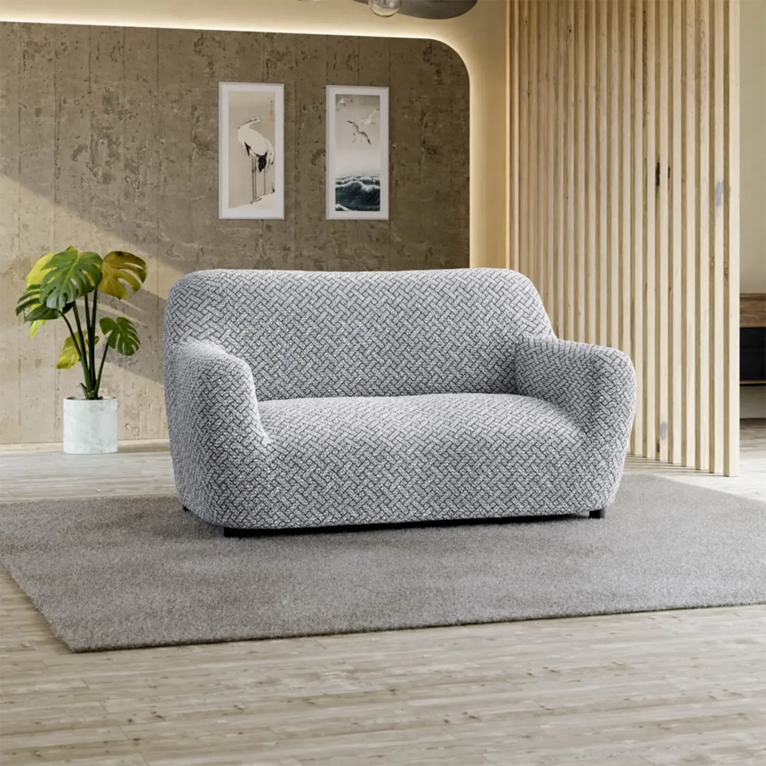 2 Seater Loveseat Slipcover - Soft Microfiber Fabric with Stylish Prints - Perfect for Living Room, Bedroom or Dorm Decor