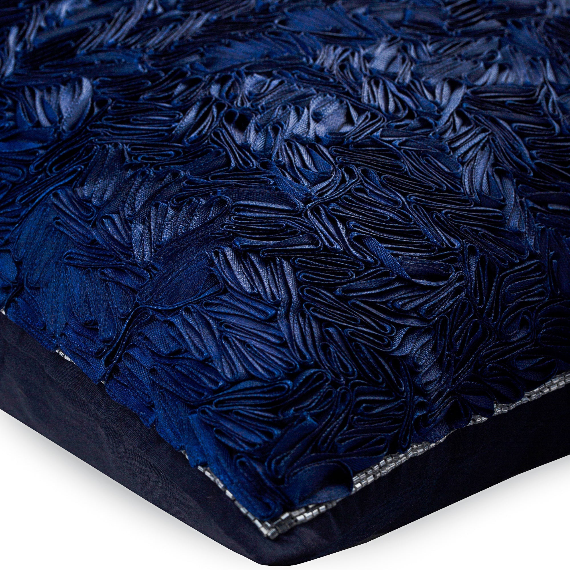 Navy Blue Art Silk Throw Pillow Cover - Elegant Home Decor for Sofa, Bed & Living Room