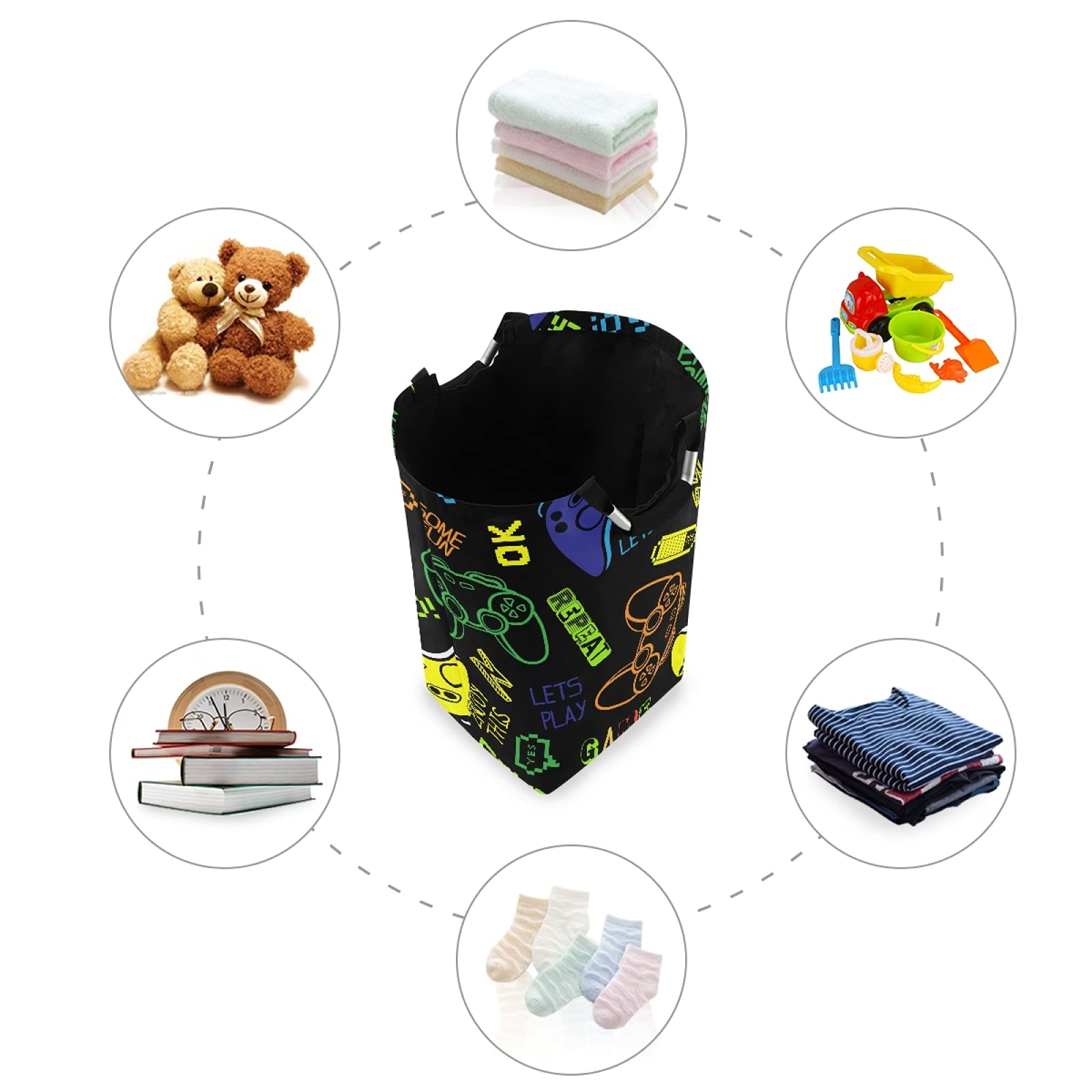 Ollabaky Collapsible Gamepad Laundry Basket - Large Foldable Laundry Hamper with Gaming Joystick Design - Portable Clothes Bin Organizer for Dorm, Bedroom & Bathroom - Perfect for College Students & Gamers (Gaming-Themed Laundry Storage Solution)